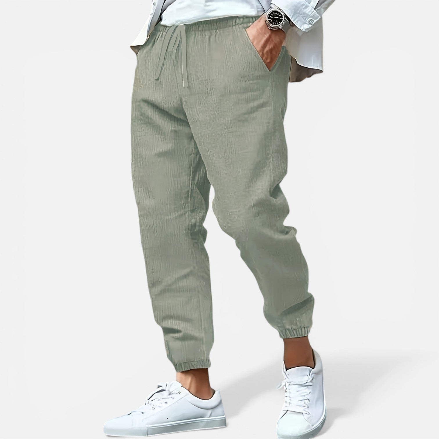 Atelier Rivelle | Pantalon Lin Homme Léger Été Confort Taille Élastique Plage