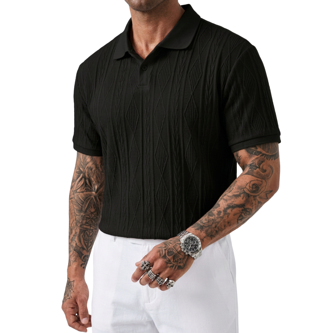 Atelier Rivelle | Polo Homme Été Jacquard Classique Manches Courtes Chic