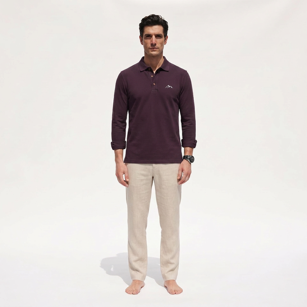 Atelier Rivelle | Polo Homme Hiver Élégant Manches Longues Imprimé