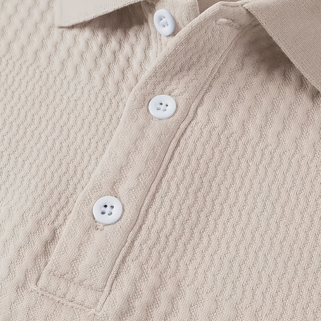 Atelier Rivelle | Polo Homme Jacquard Tissé Manches Longues Élégant Décontracté