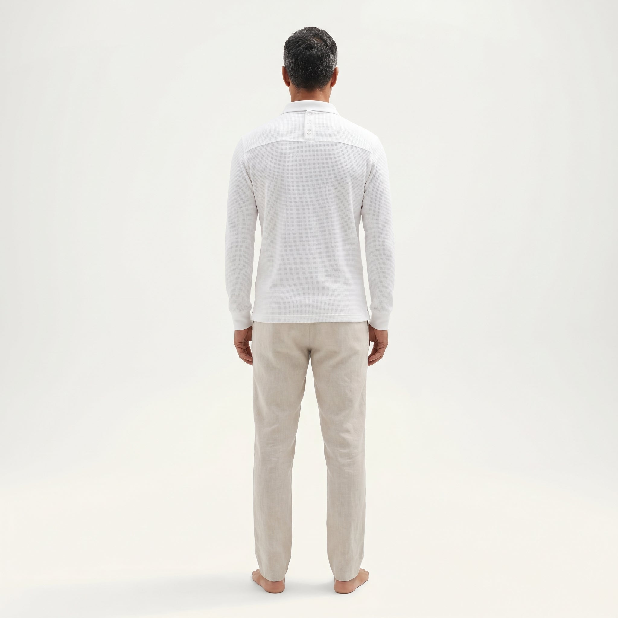 Atelier Rivelle | Polo Homme Jacquard Tissé Manches Longues Élégant Décontracté