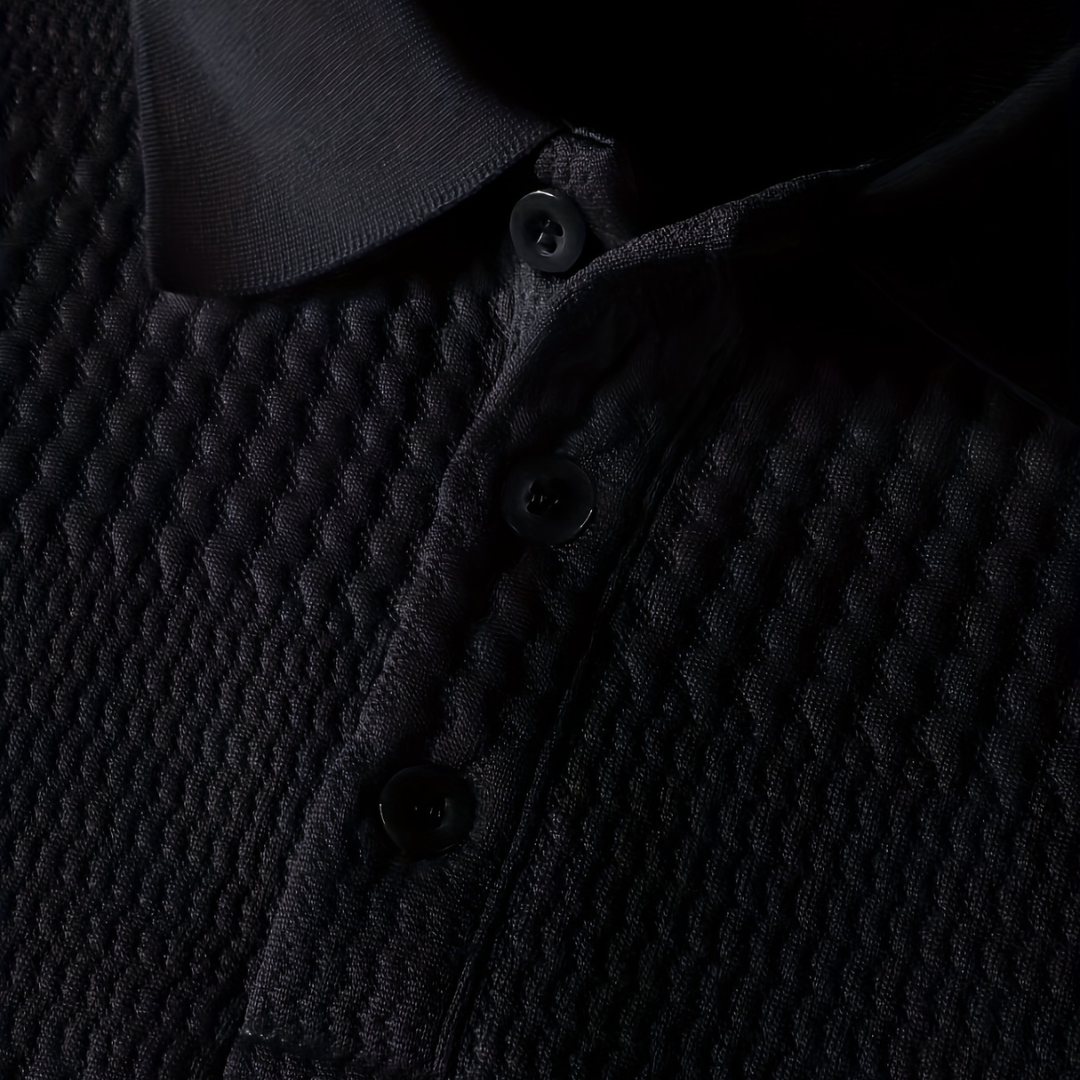 Atelier Rivelle | Polo Homme Jacquard Tissé Manches Longues Élégant Décontracté