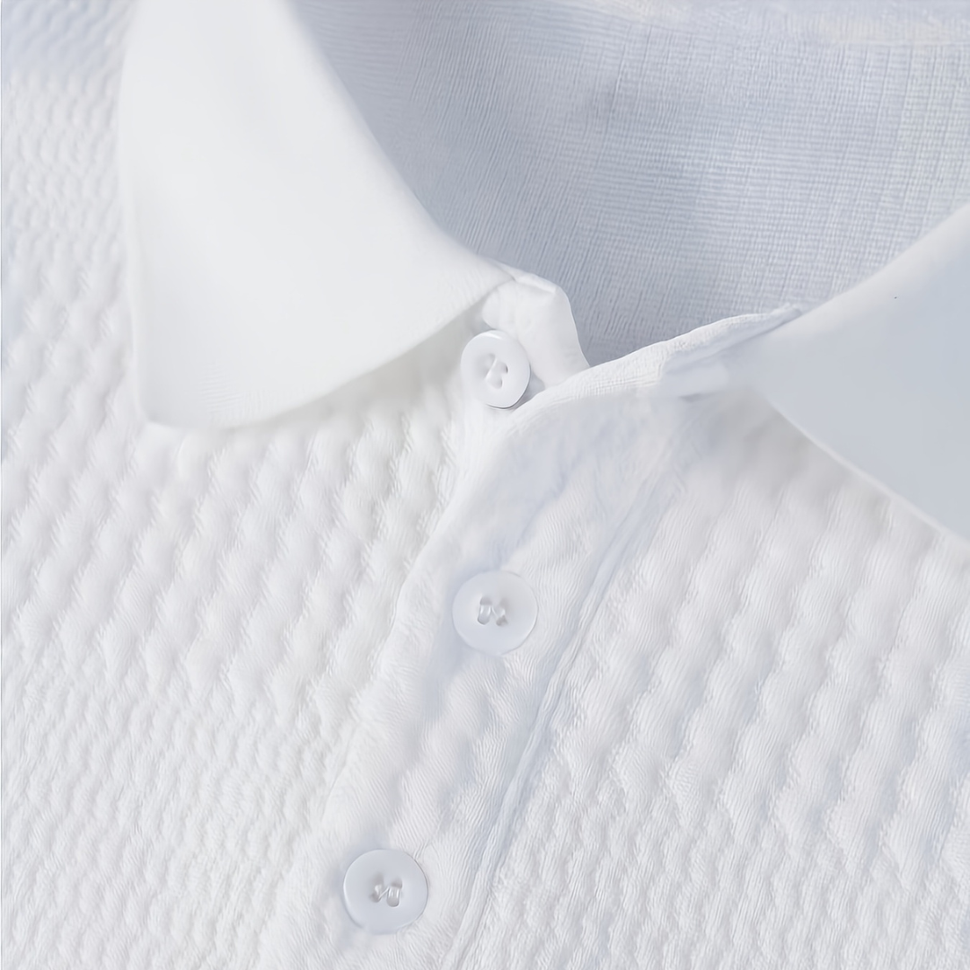 Atelier Rivelle | Polo Homme Jacquard Tissé Manches Longues Élégant Décontracté