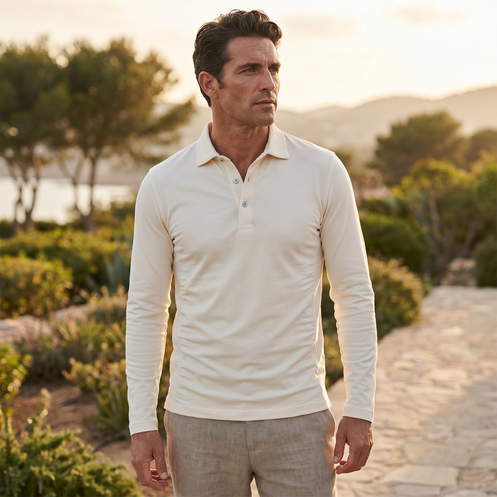 Atelier Rivelle | Polo Homme Manches Longues Décontracté Élégant