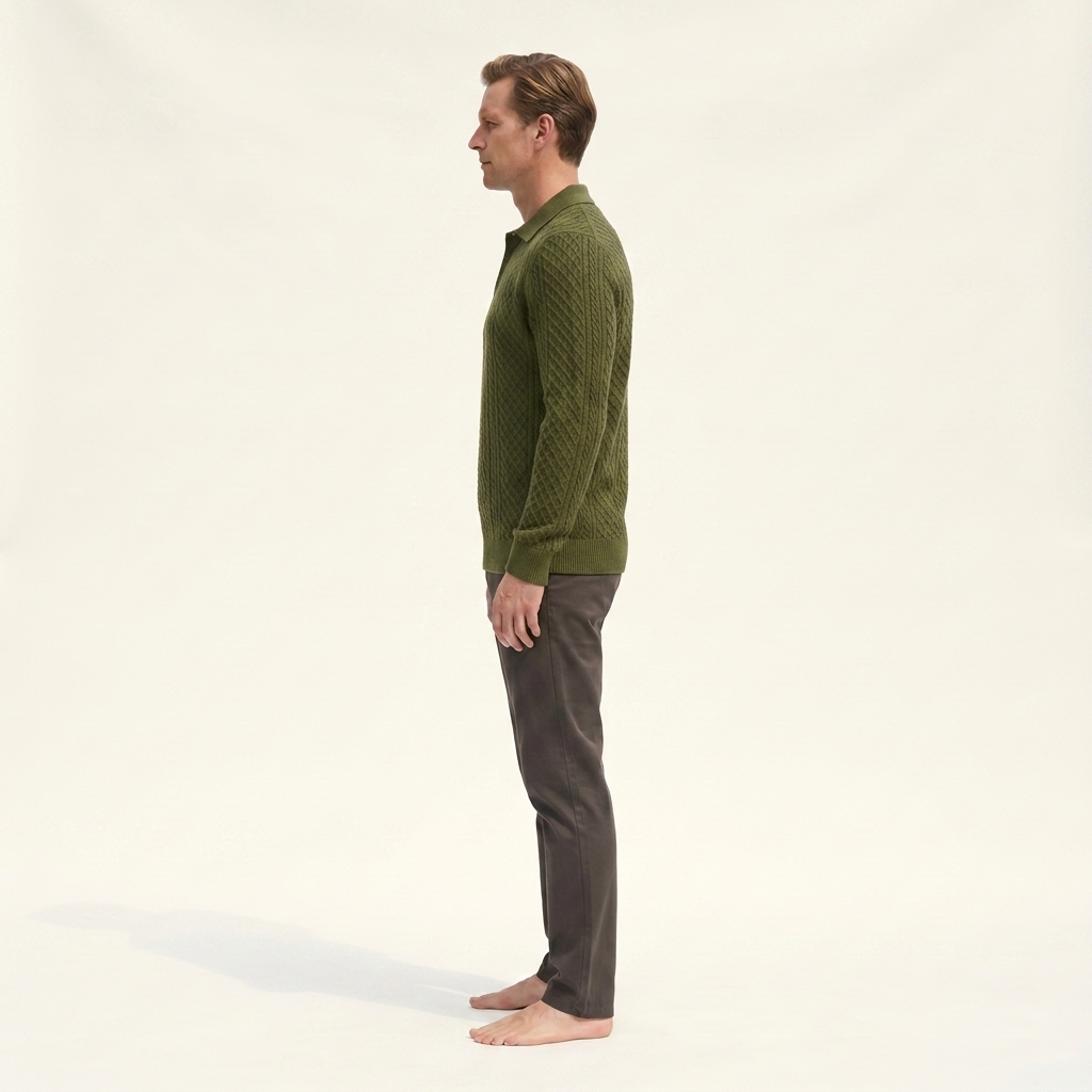Atelier Rivelle | Polo Homme Manches Longues Jacquard Élégant Décontracté