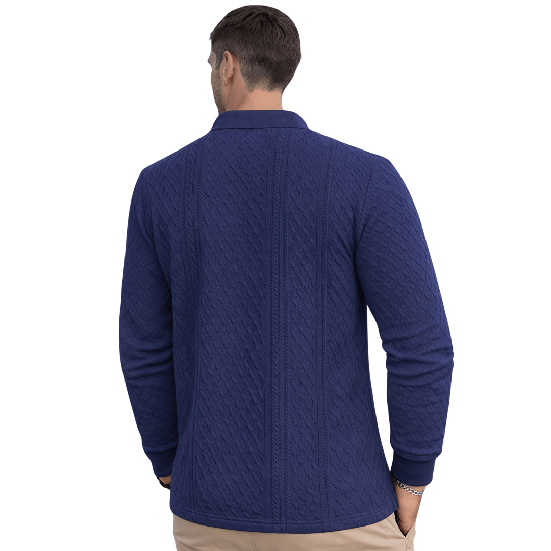 Atelier Rivelle | Polo Homme Manches Longues Jacquard Élégant Décontracté