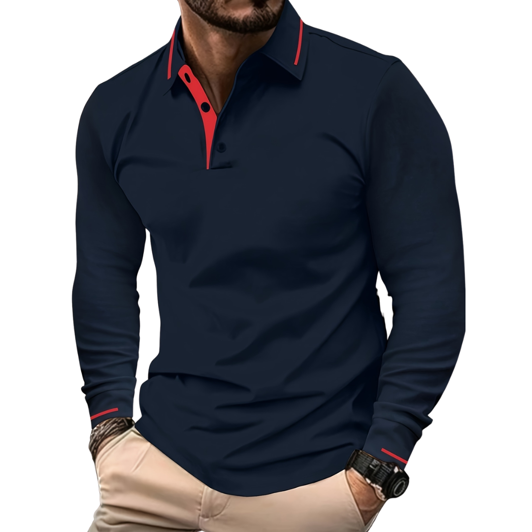Atelier Rivelle | Polo Maille Homme Manches Longues Tricot Côtelé Élégant