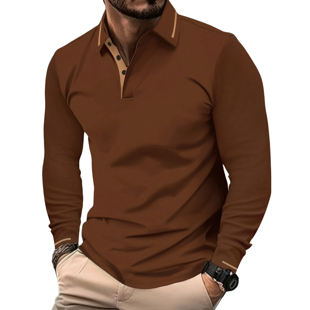 Atelier Rivelle | Polo Maille Homme Manches Longues Tricot Côtelé Élégant