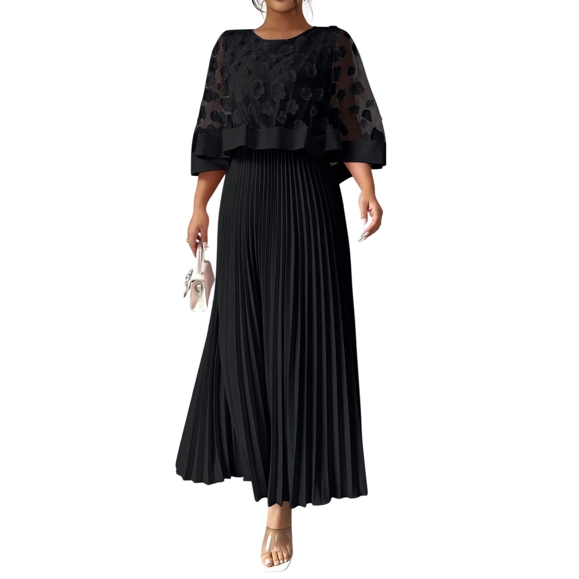 Atelier Rivelle | Robe Femme Élégante Cérémonie Floral 3D Col Rond