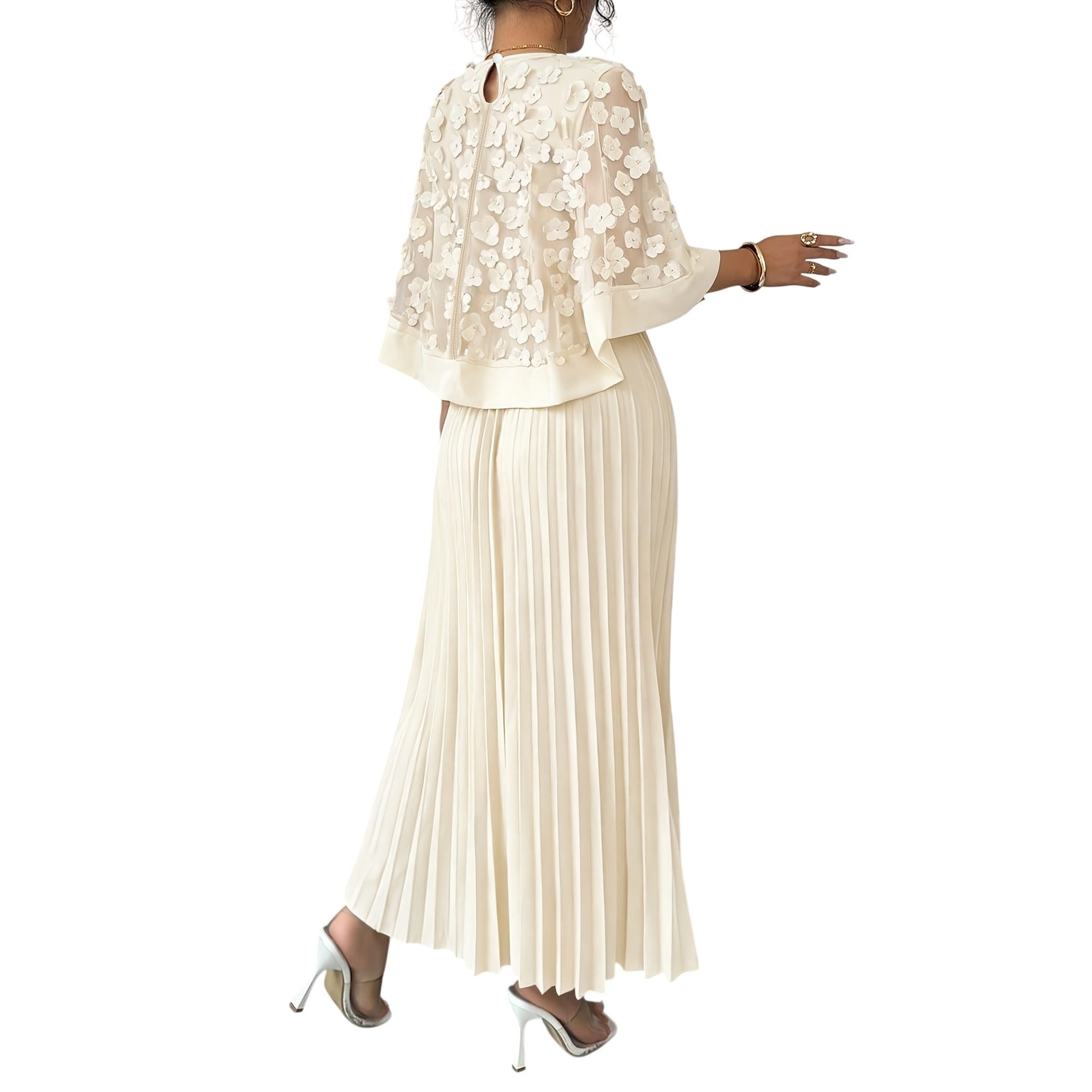 Atelier Rivelle | Robe Femme Élégante Cérémonie Floral 3D Col Rond