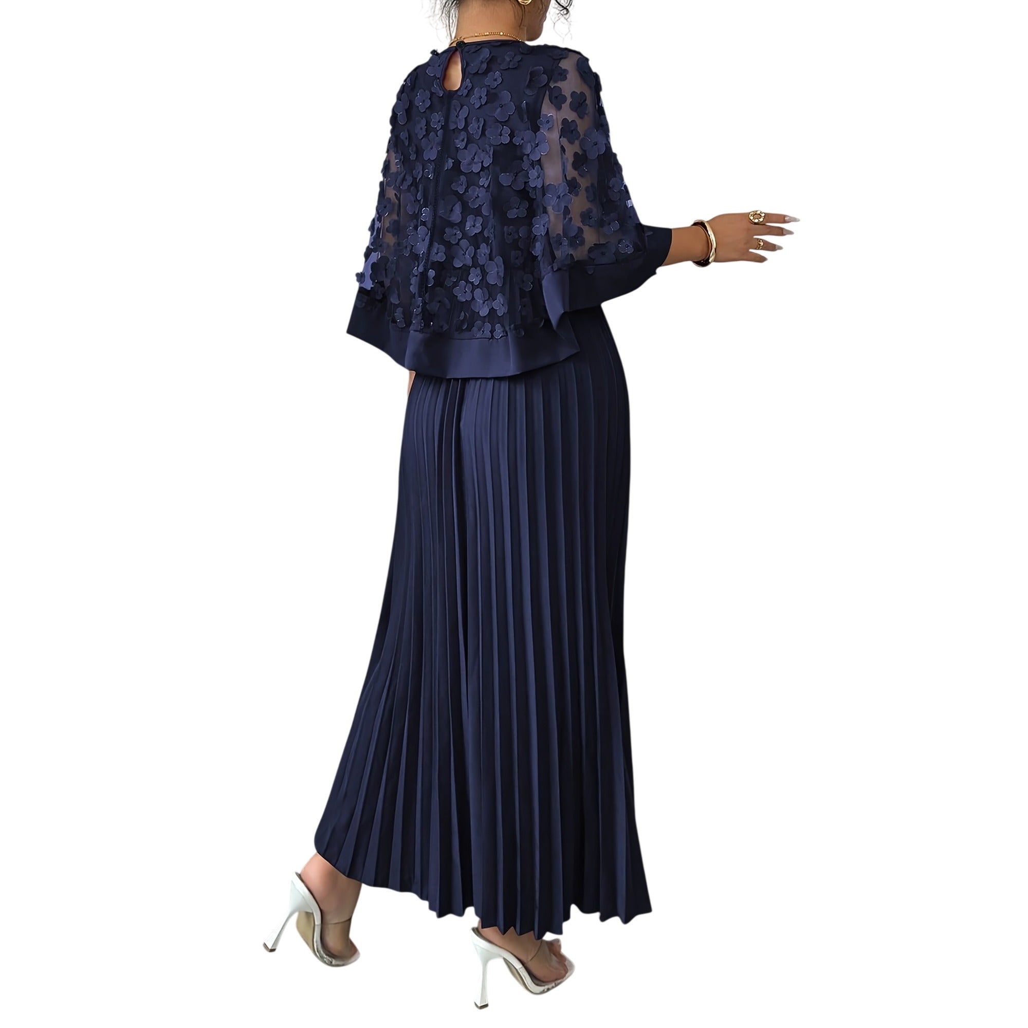 Atelier Rivelle | Robe Femme Élégante Cérémonie Floral 3D Col Rond