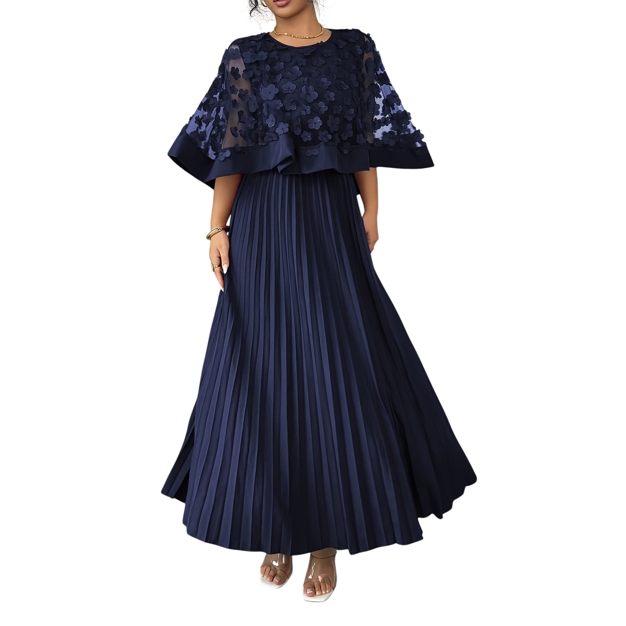 Atelier Rivelle | Robe Femme Élégante Cérémonie Floral 3D Col Rond