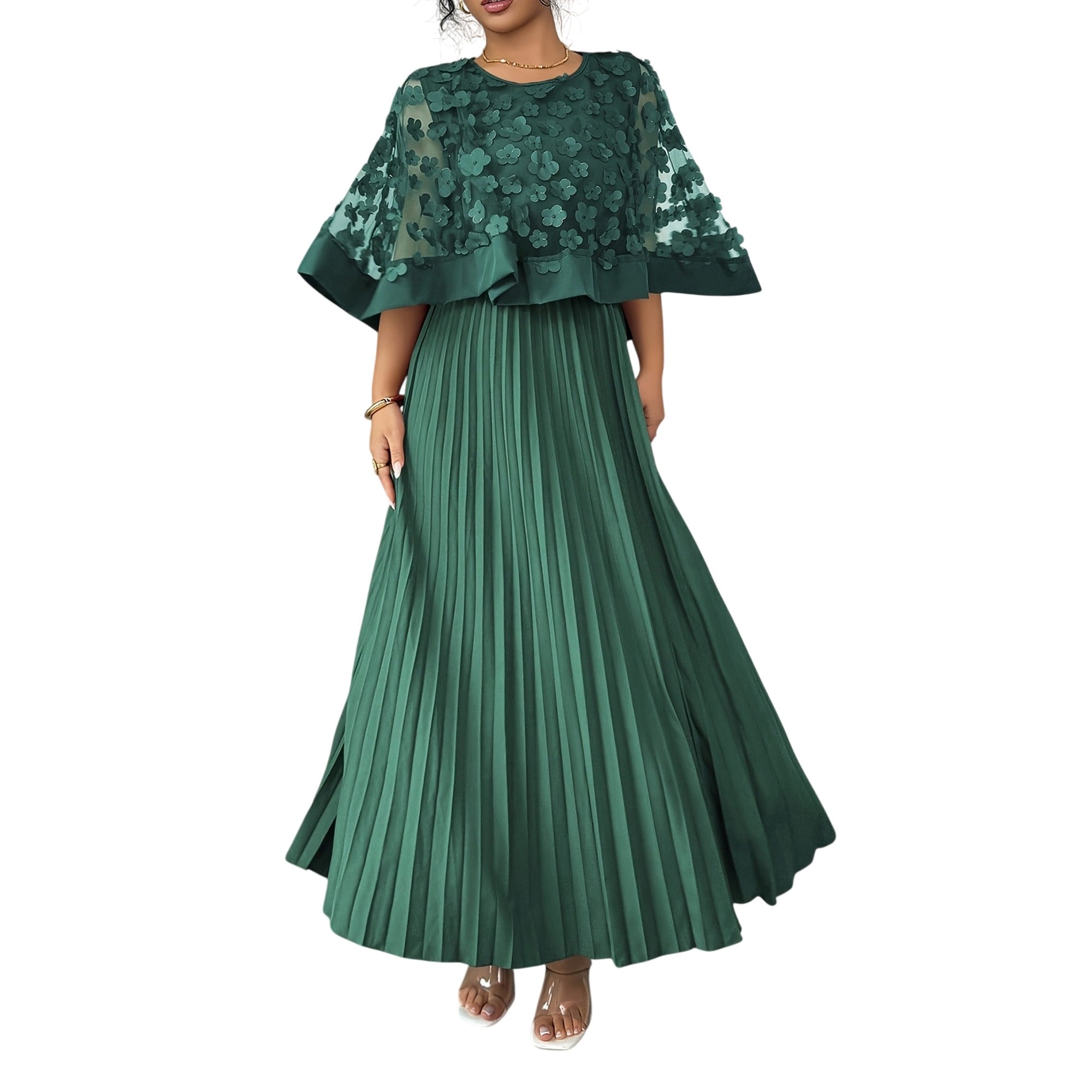 Atelier Rivelle | Robe Femme Élégante Cérémonie Floral 3D Col Rond