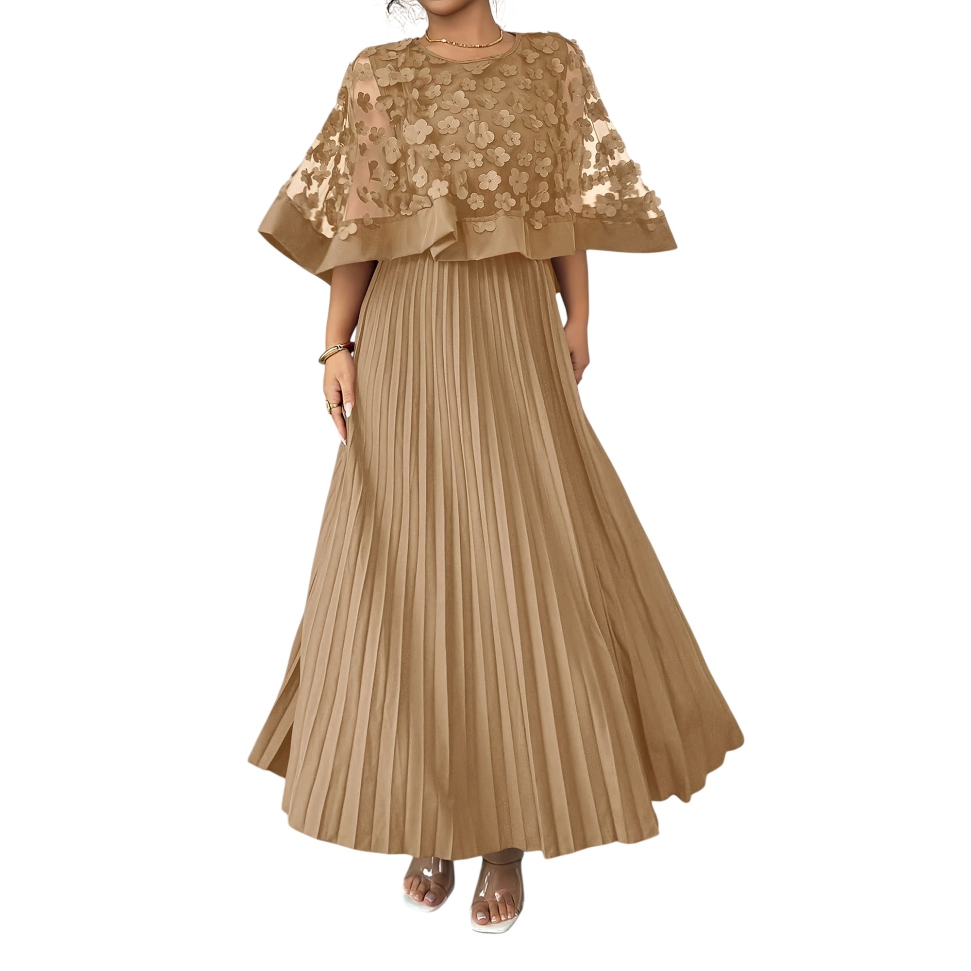 Atelier Rivelle | Robe Femme Élégante Cérémonie Floral 3D Col Rond