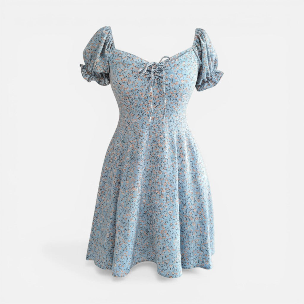 Atelier Rivelle | Robe Mini Femme Fleurie Col Carré A-Line Volants Été