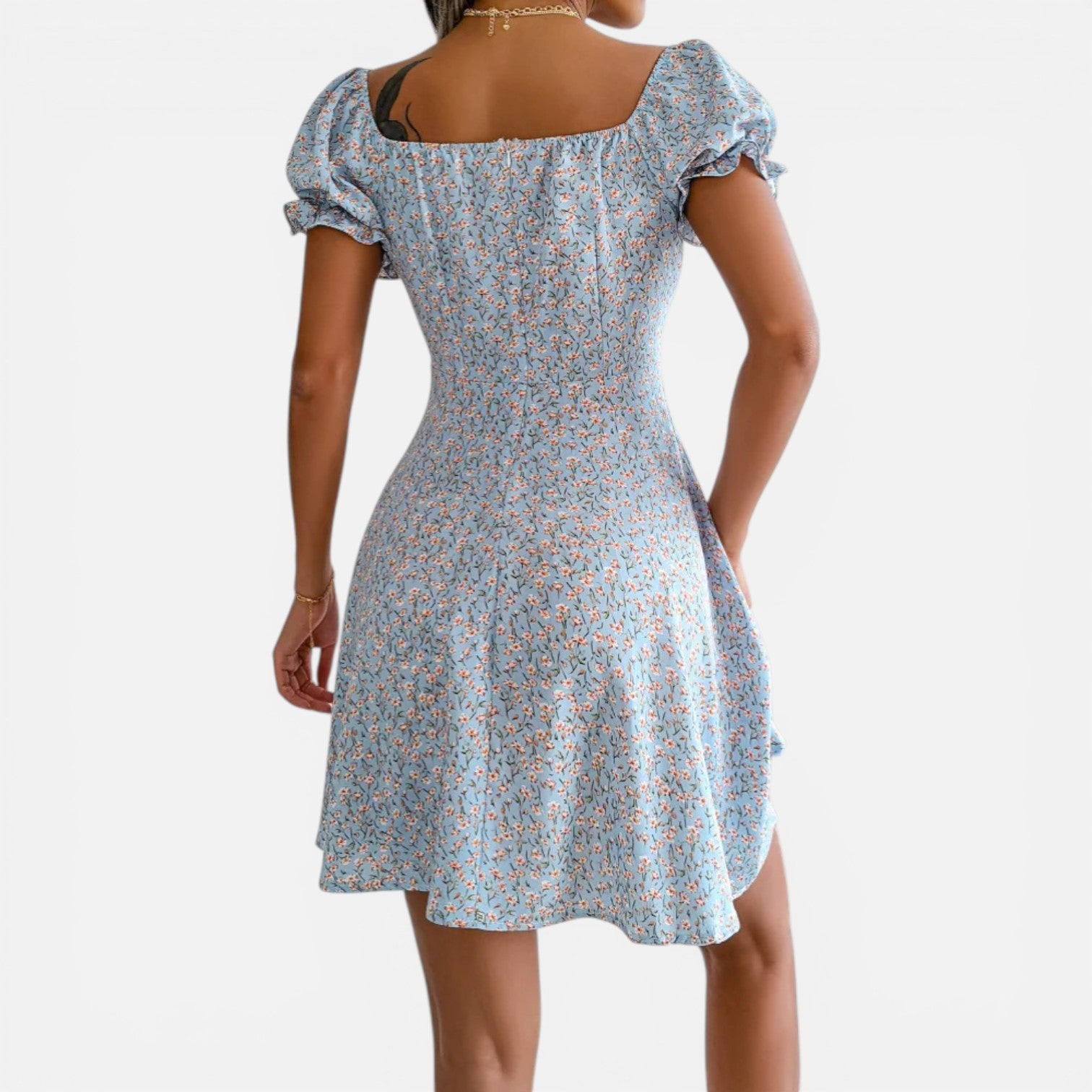 Atelier Rivelle | Robe Mini Femme Fleurie Col Carré A-Line Volants Été