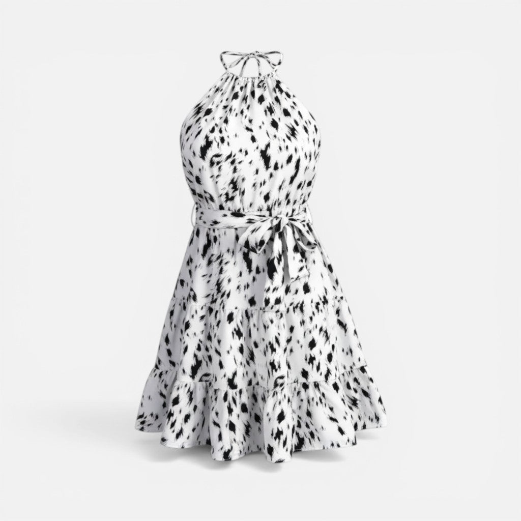 Atelier Rivelle | Robe Mini Léopard Femme Été Coupe Ajustée Halter