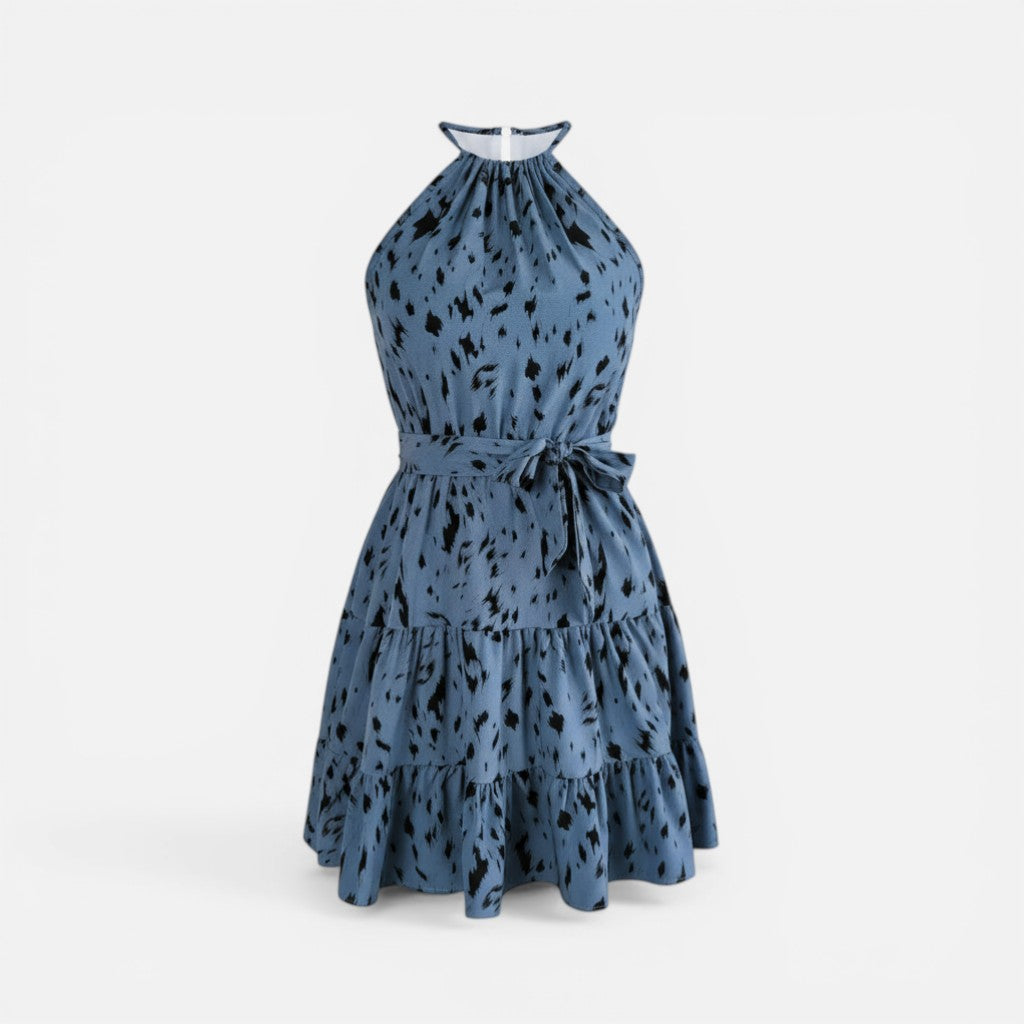 Atelier Rivelle | Robe Mini Léopard Femme Été Coupe Ajustée Halter