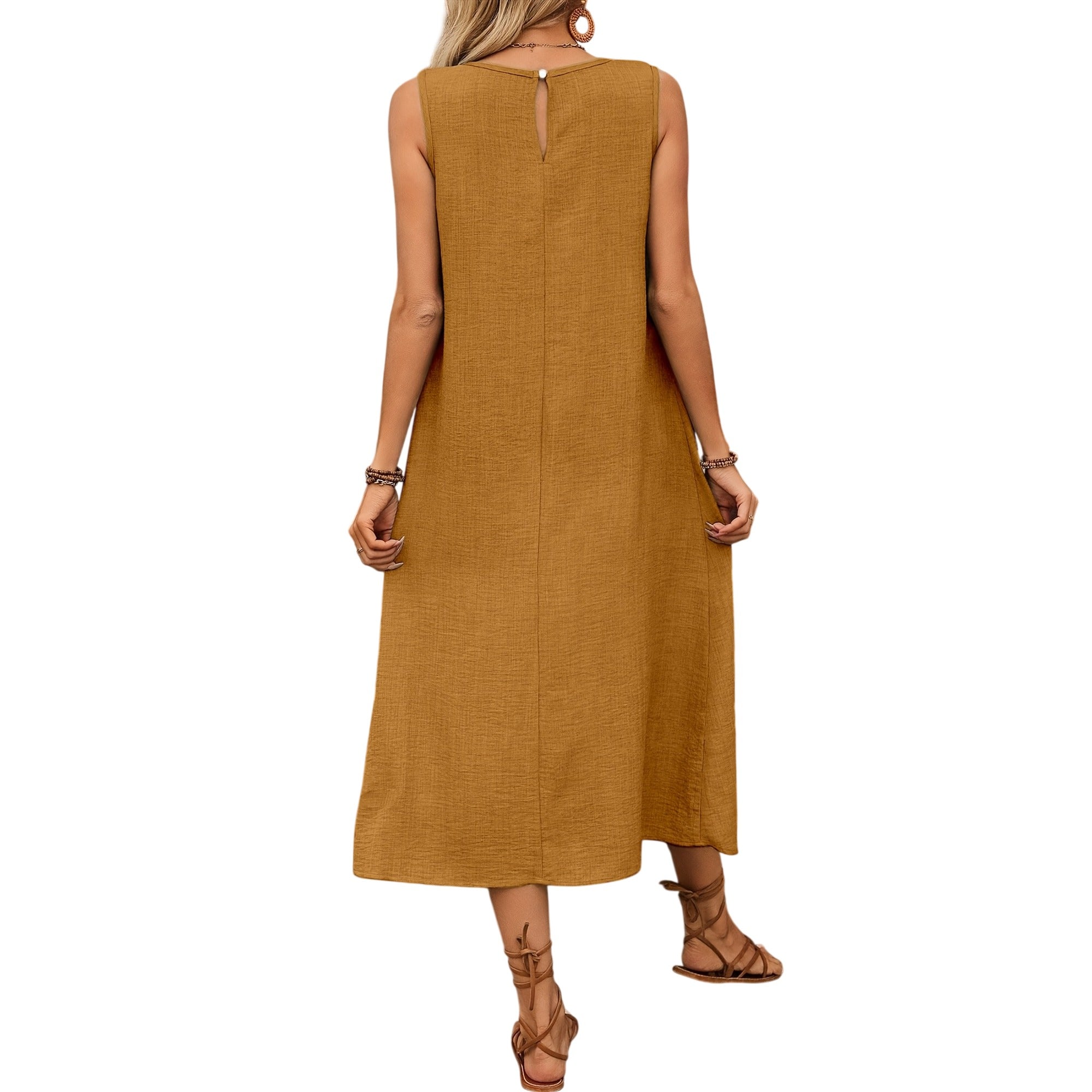 Atelier Rivelle | Robe Femme Sans Manches Fluide Poches Décontractée Été