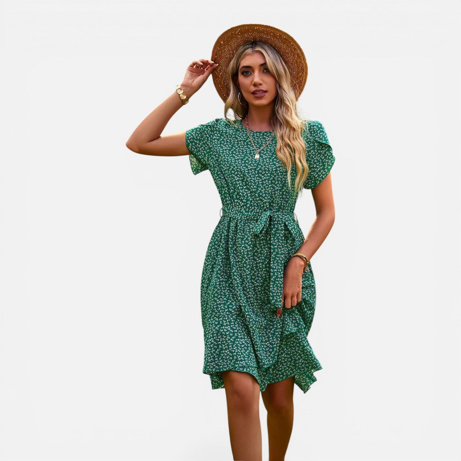 Atelier Rivelle | Robe d’été femme floral taille haute plissée confort casual