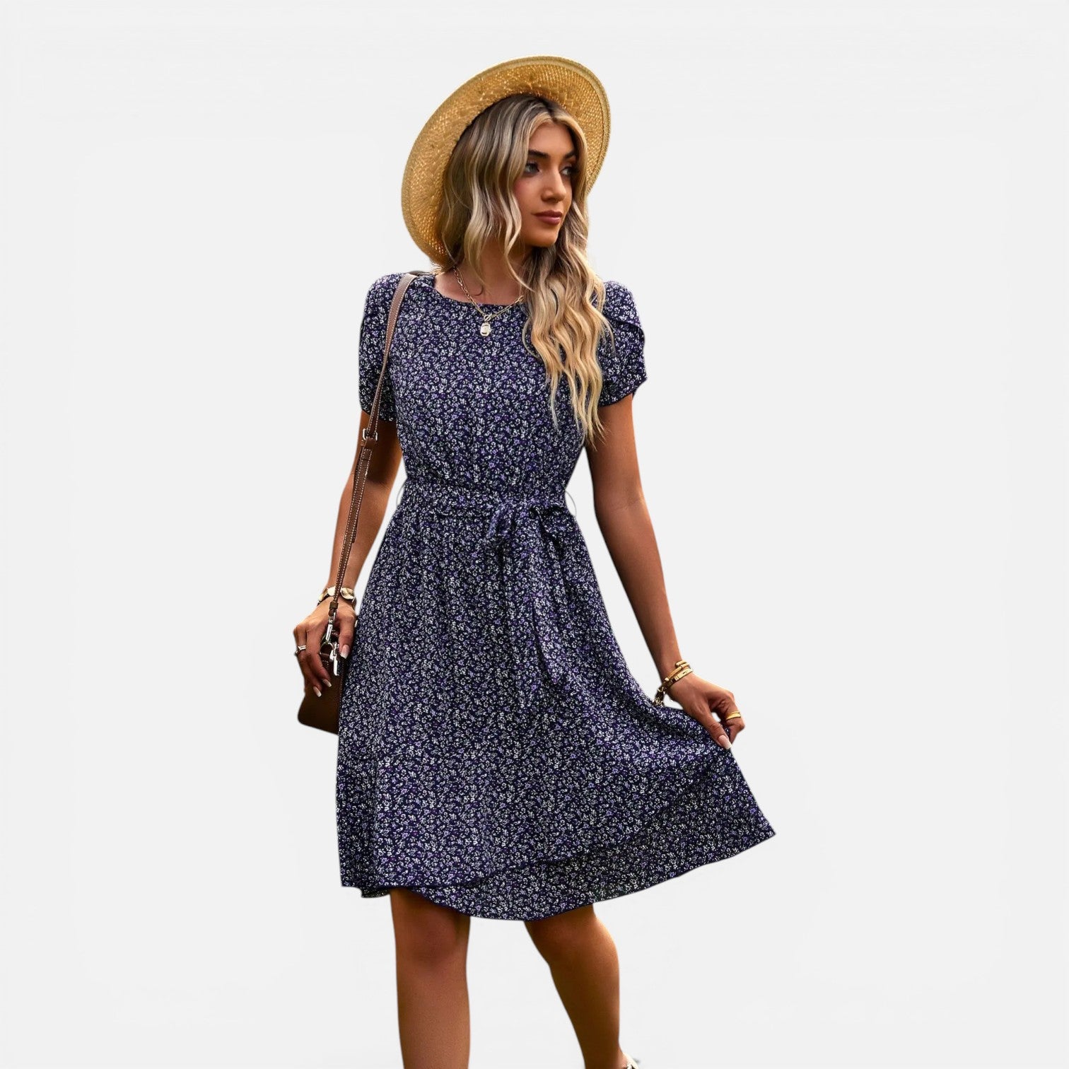 Atelier Rivelle | Robe d’été femme floral taille haute plissée confort casual