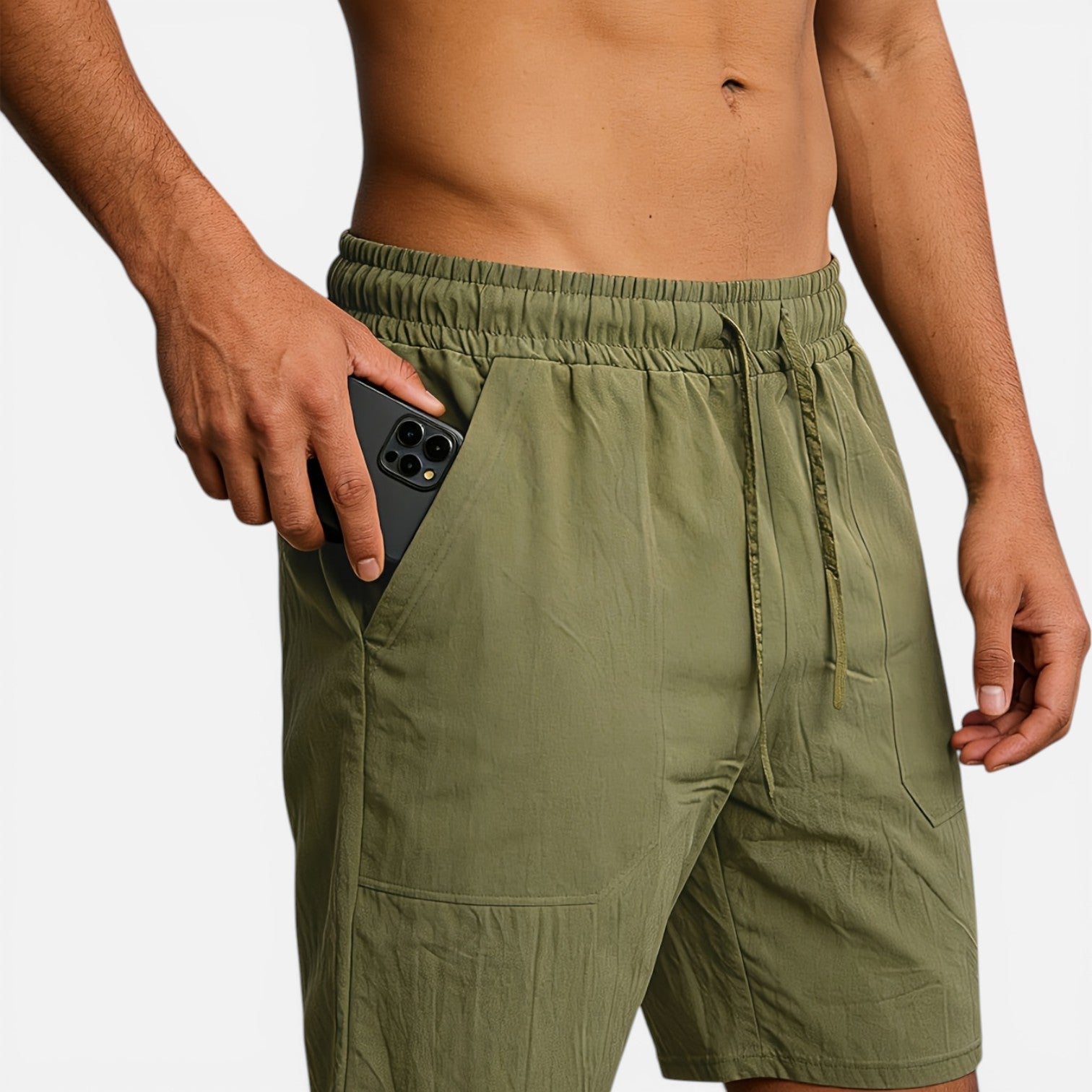 Atelier Rivelle | Short Homme Lin Été Léger Respirant Taille Élastique Confort