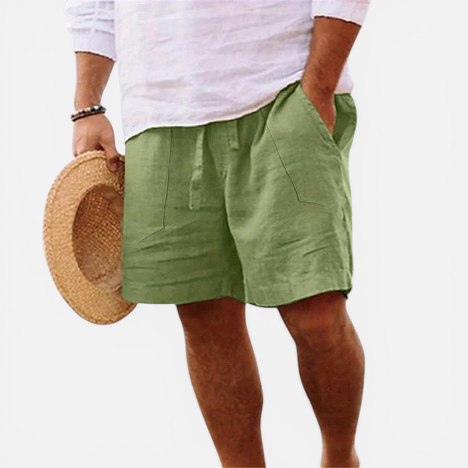 Atelier Rivelle | Short Homme Lin Été Léger Respirant Taille Élastique Confort