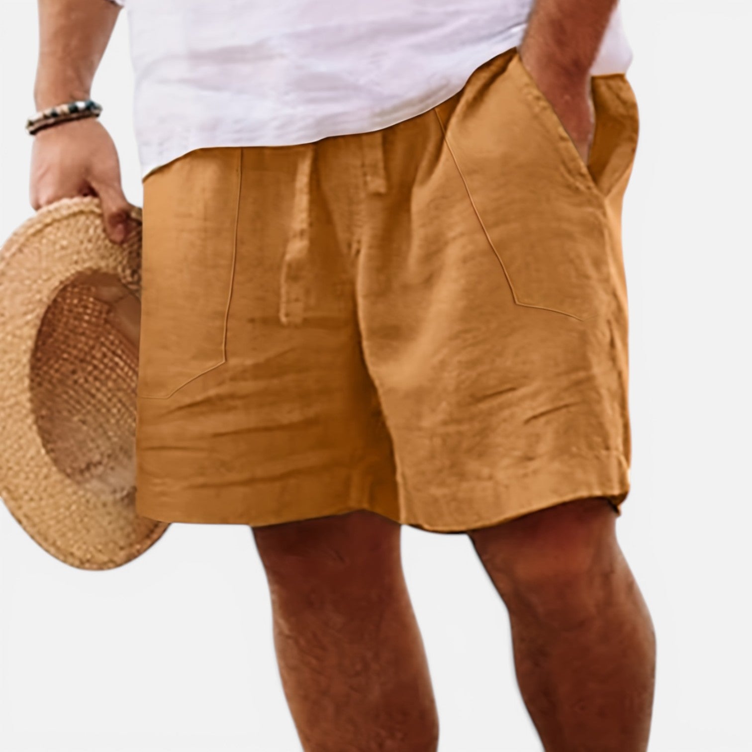 Atelier Rivelle | Short Homme Lin Été Léger Respirant Taille Élastique Confort