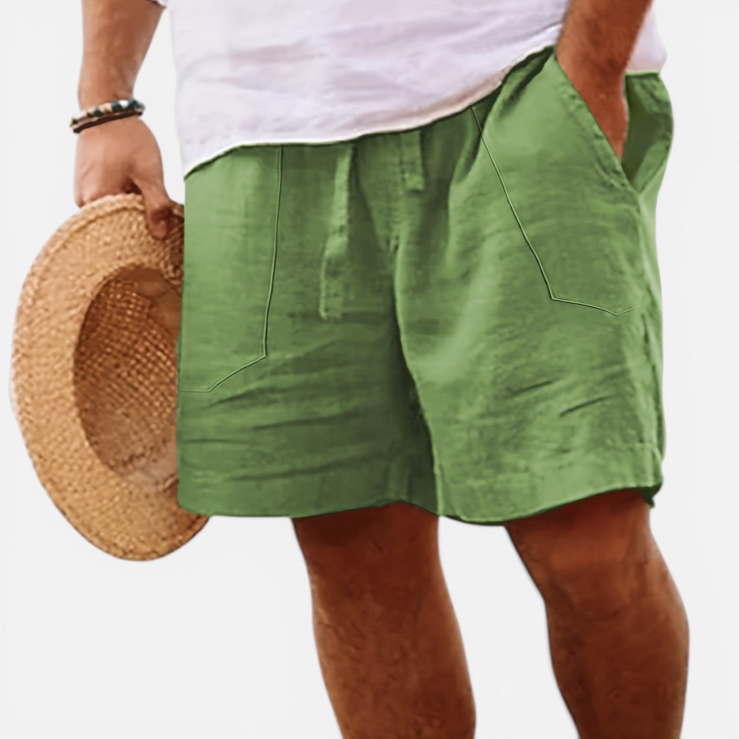 Atelier Rivelle | Short Homme Lin Été Léger Respirant Taille Élastique Confort