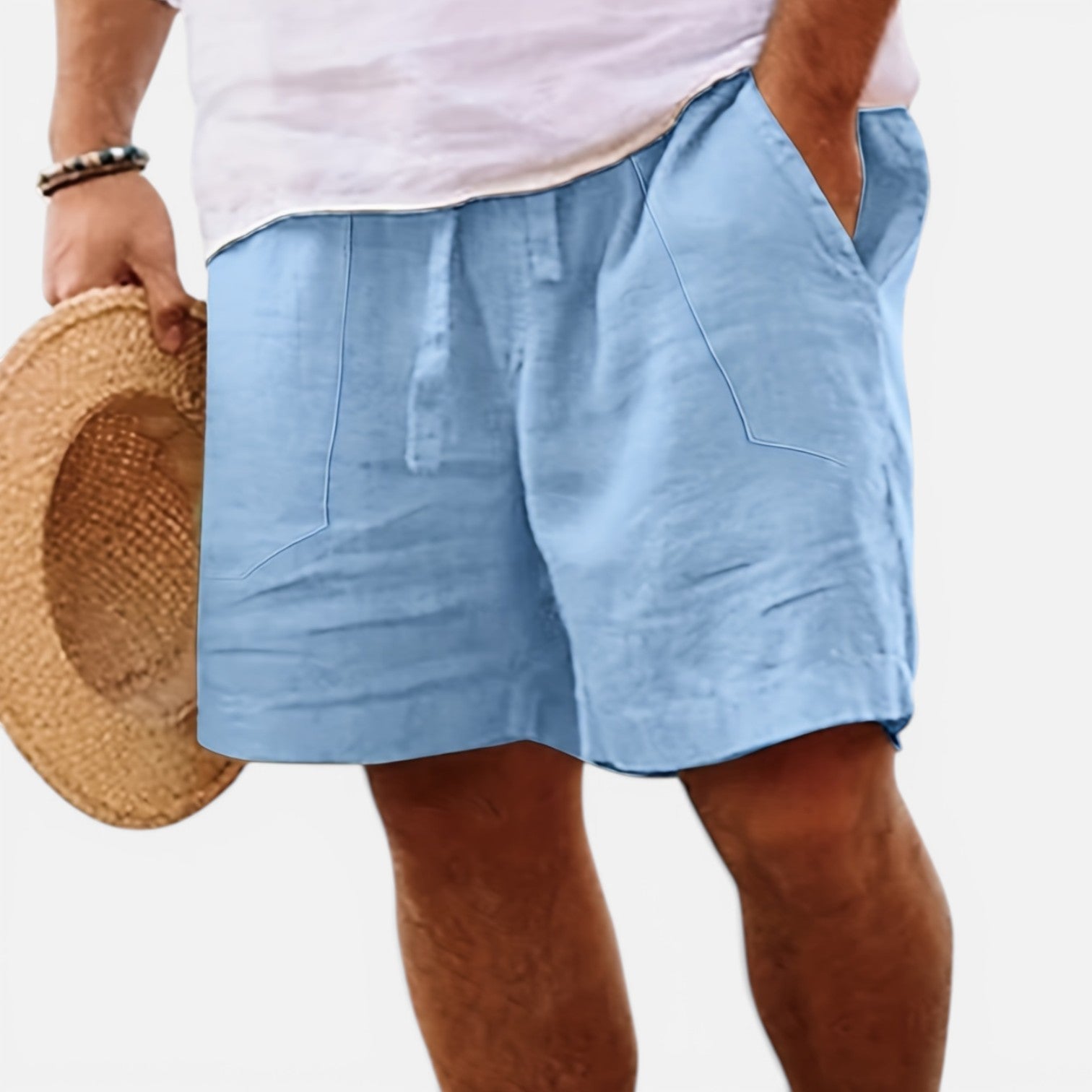 Atelier Rivelle | Short Homme Lin Été Léger Respirant Taille Élastique Confort