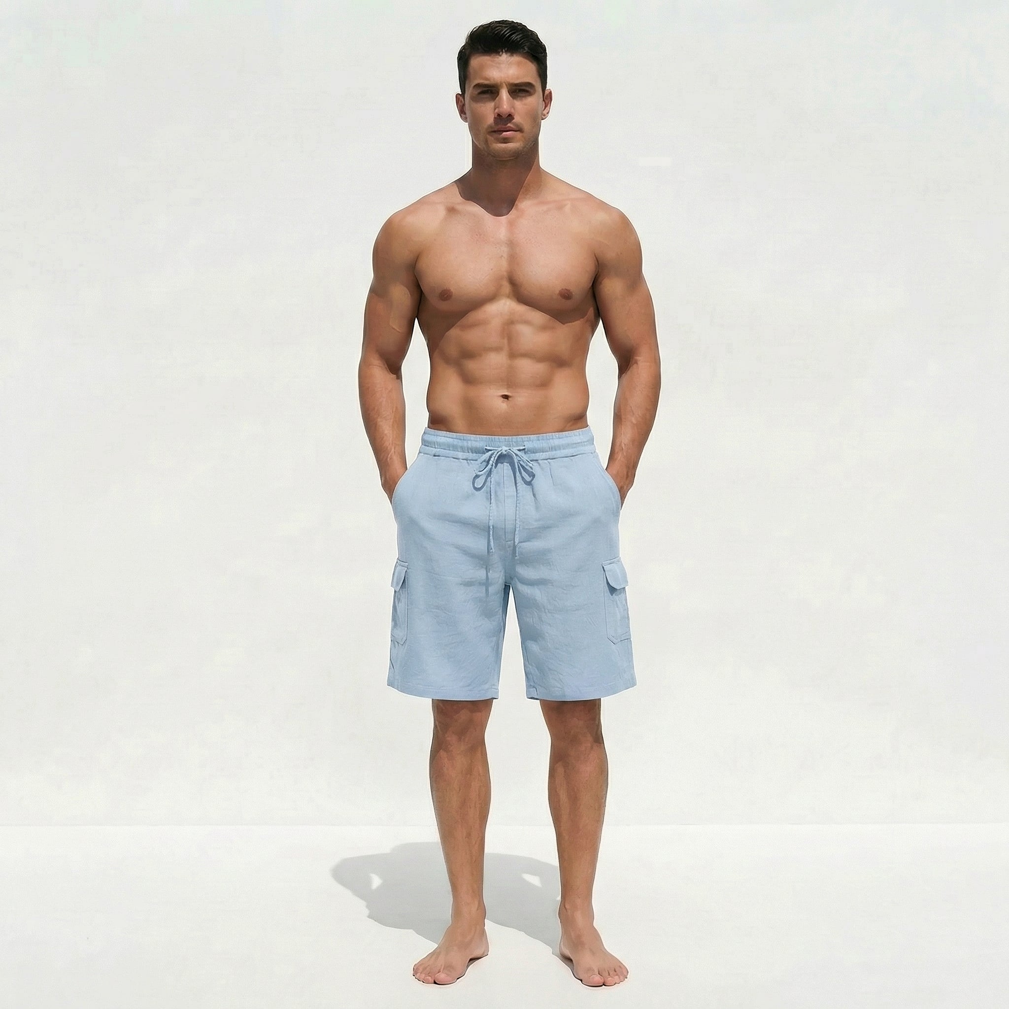 Atelier Rivelle | Short Lin Homme Été Léger Respirant Confort Taille Élastique