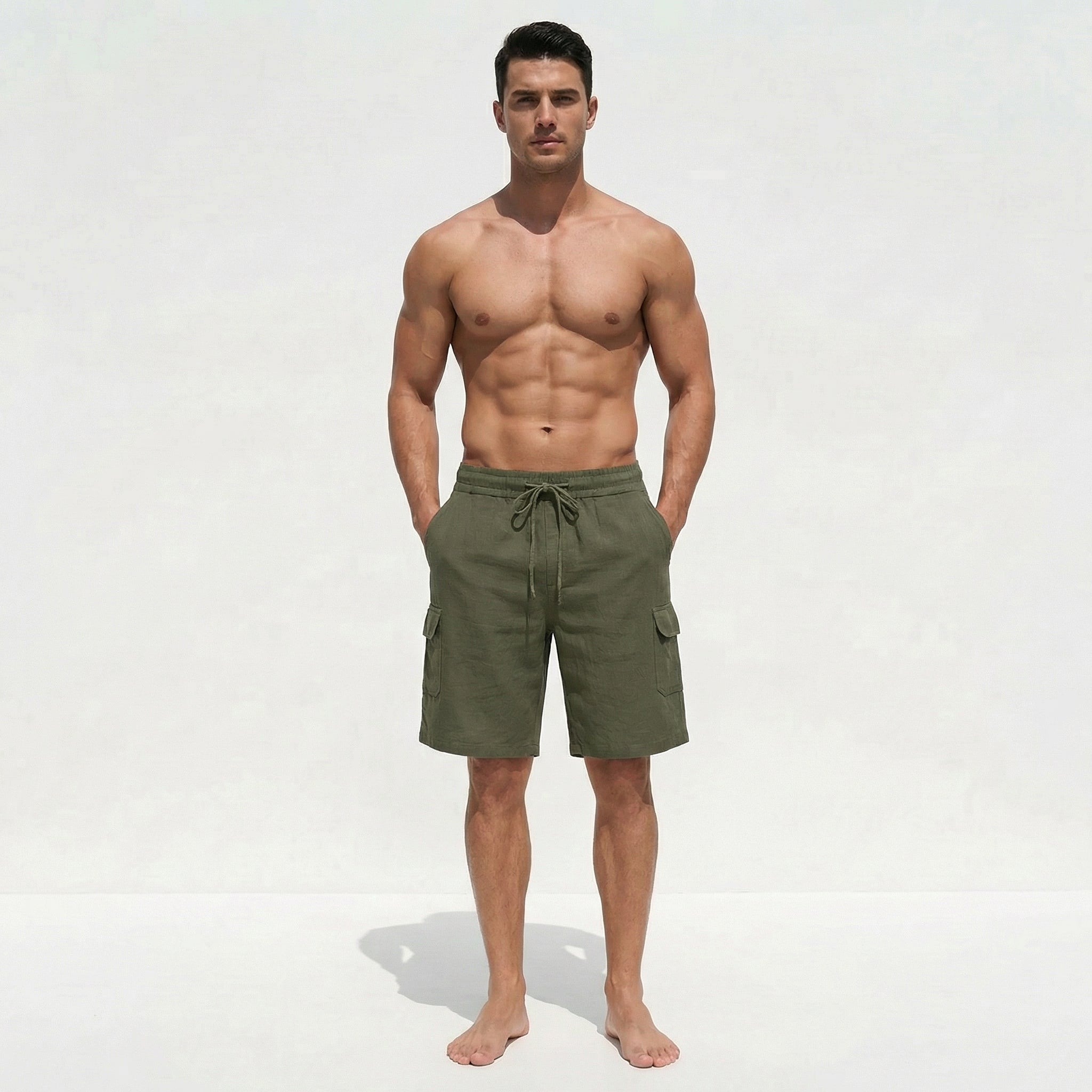 Atelier Rivelle | Short Lin Homme Été Léger Respirant Confort Taille Élastique