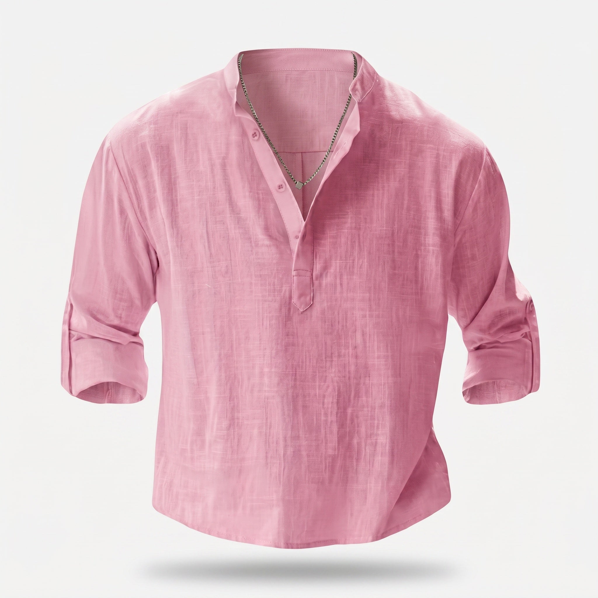 Atelier Rivelle | Chemise Lin Homme Été Col Montant Décontracté Léger
