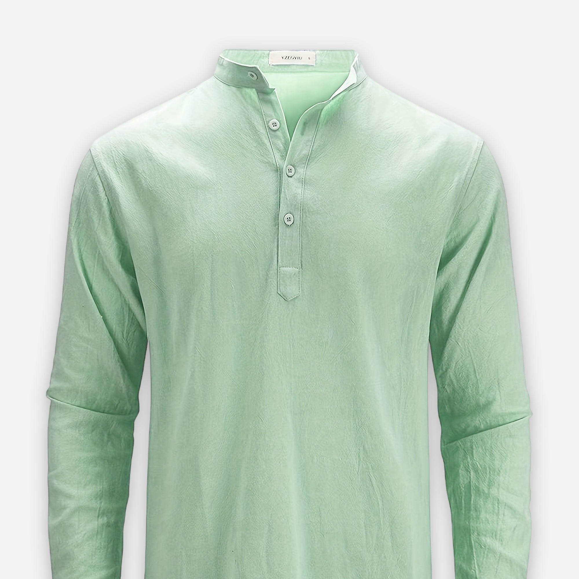 Atelier Rivelle | Chemise Lin Homme Été Col Montant Décontracté Léger
