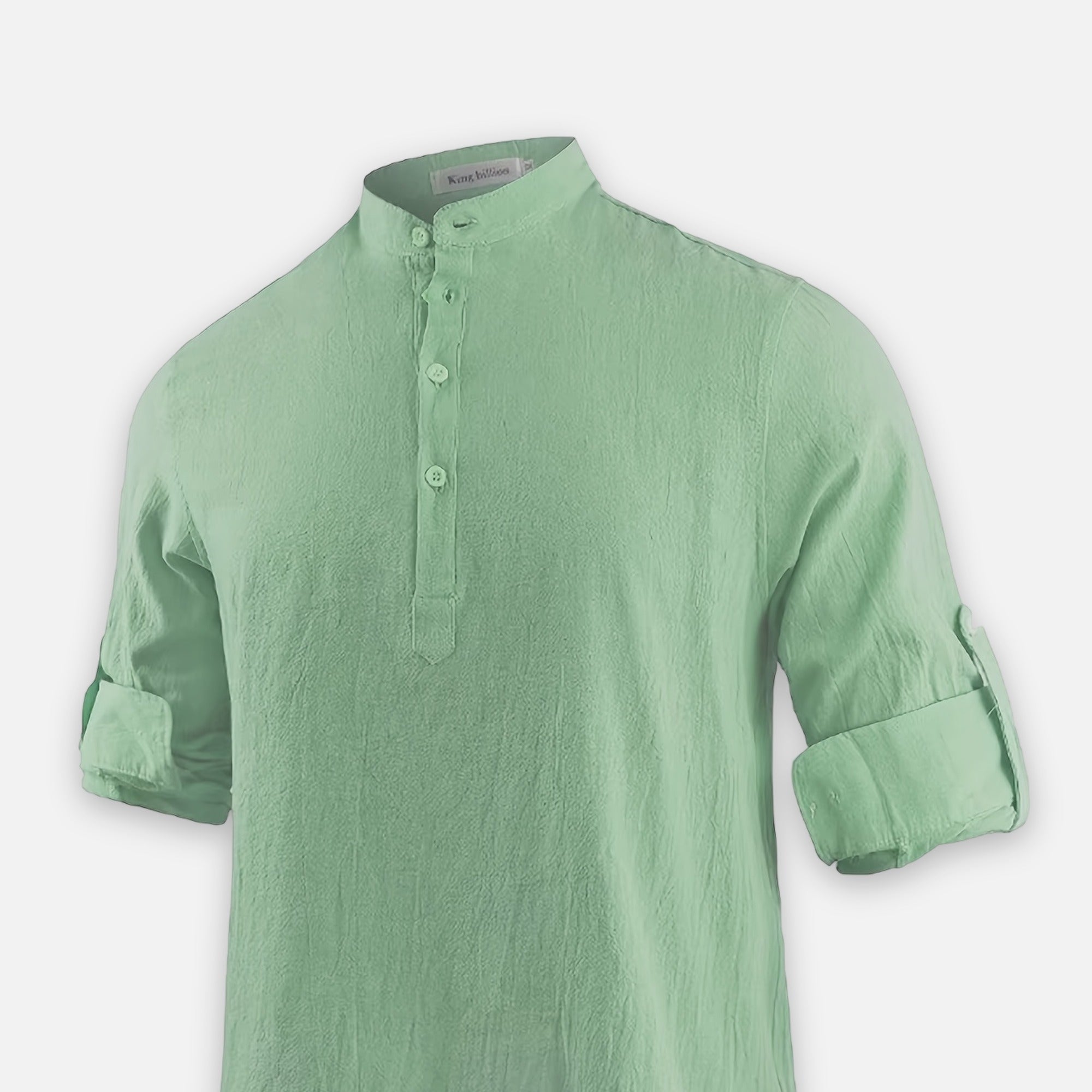 Atelier Rivelle | Chemise Lin Homme Été Col Montant Décontracté Léger