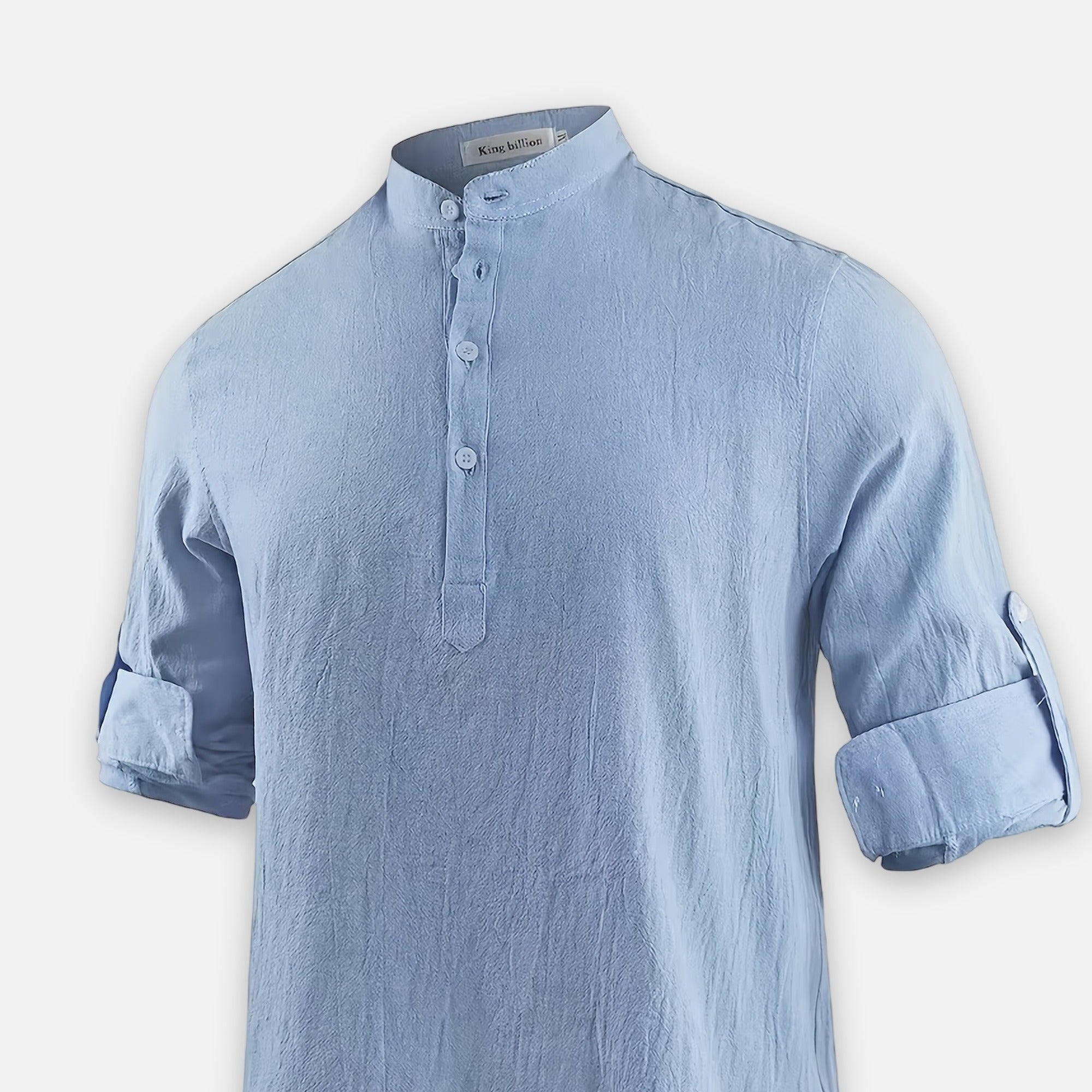 Atelier Rivelle | Chemise Lin Homme Été Col Montant Décontracté Léger