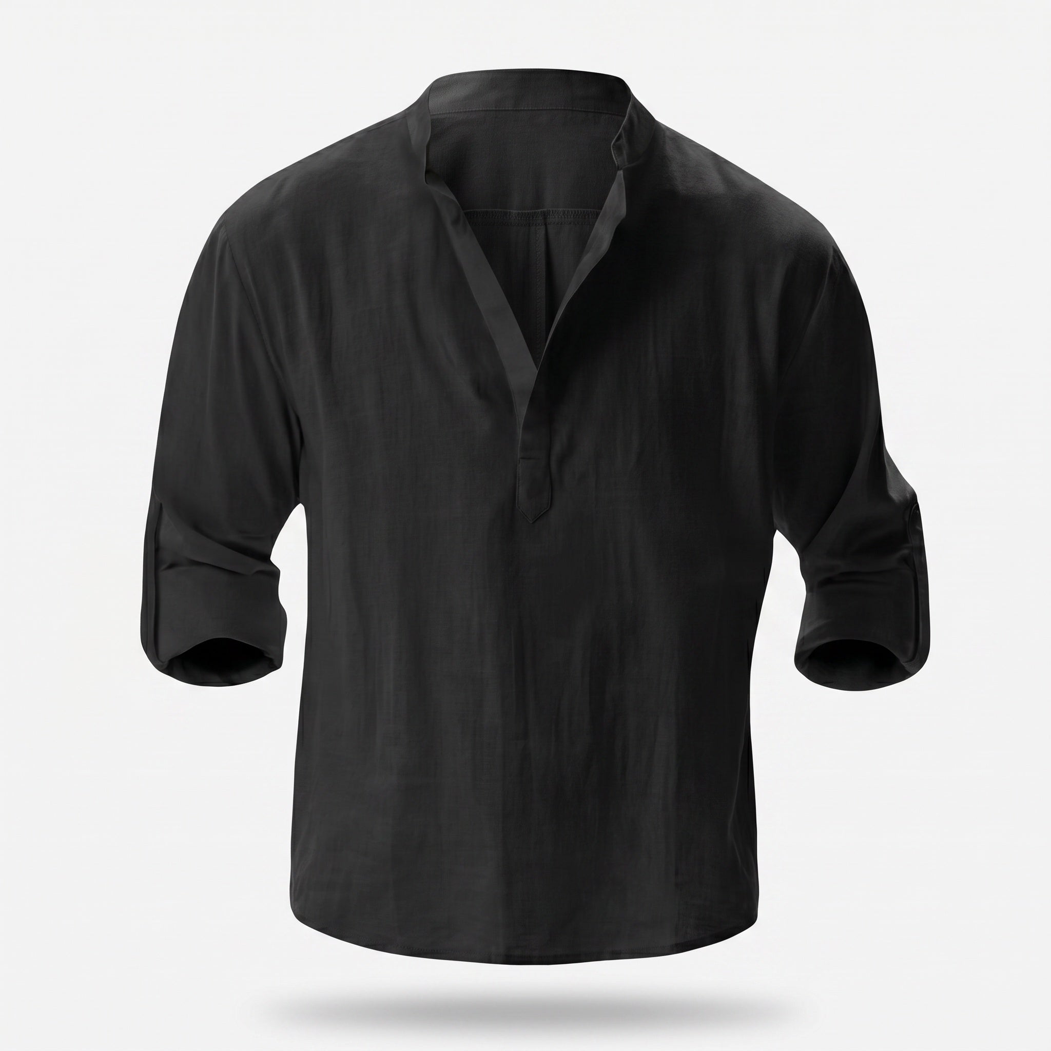 Atelier Rivelle | Chemise Lin Homme Été Col Montant Décontracté Léger