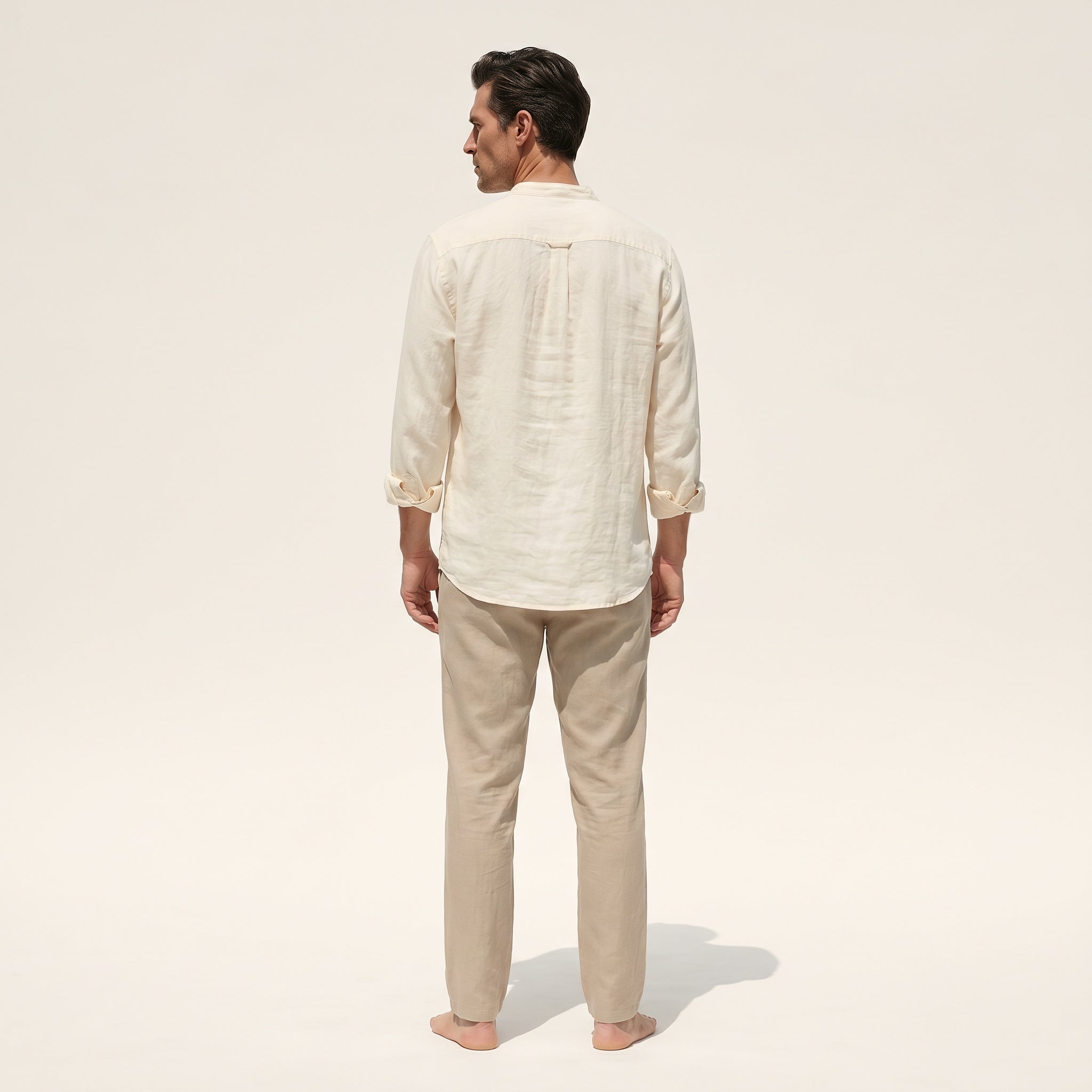 Atelier Rivelle | Chemise Lin Homme Été Col Tunisien Légère Respirante