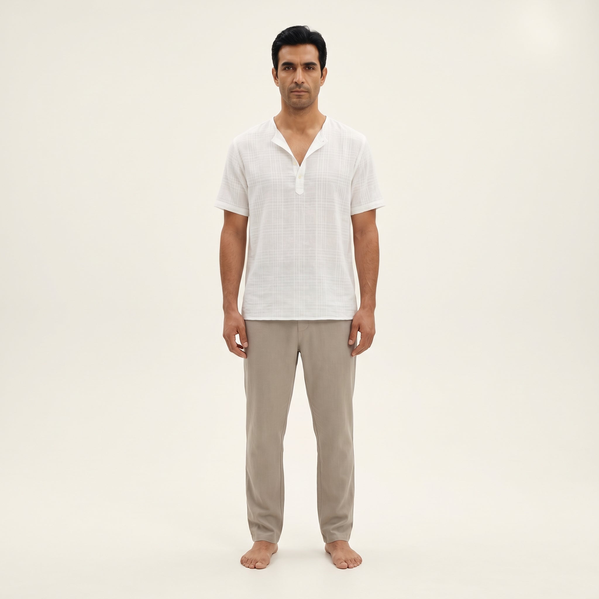 Atelier Rivelle | Chemise Lin Homme Été Col V Décontractée Légère Ample
