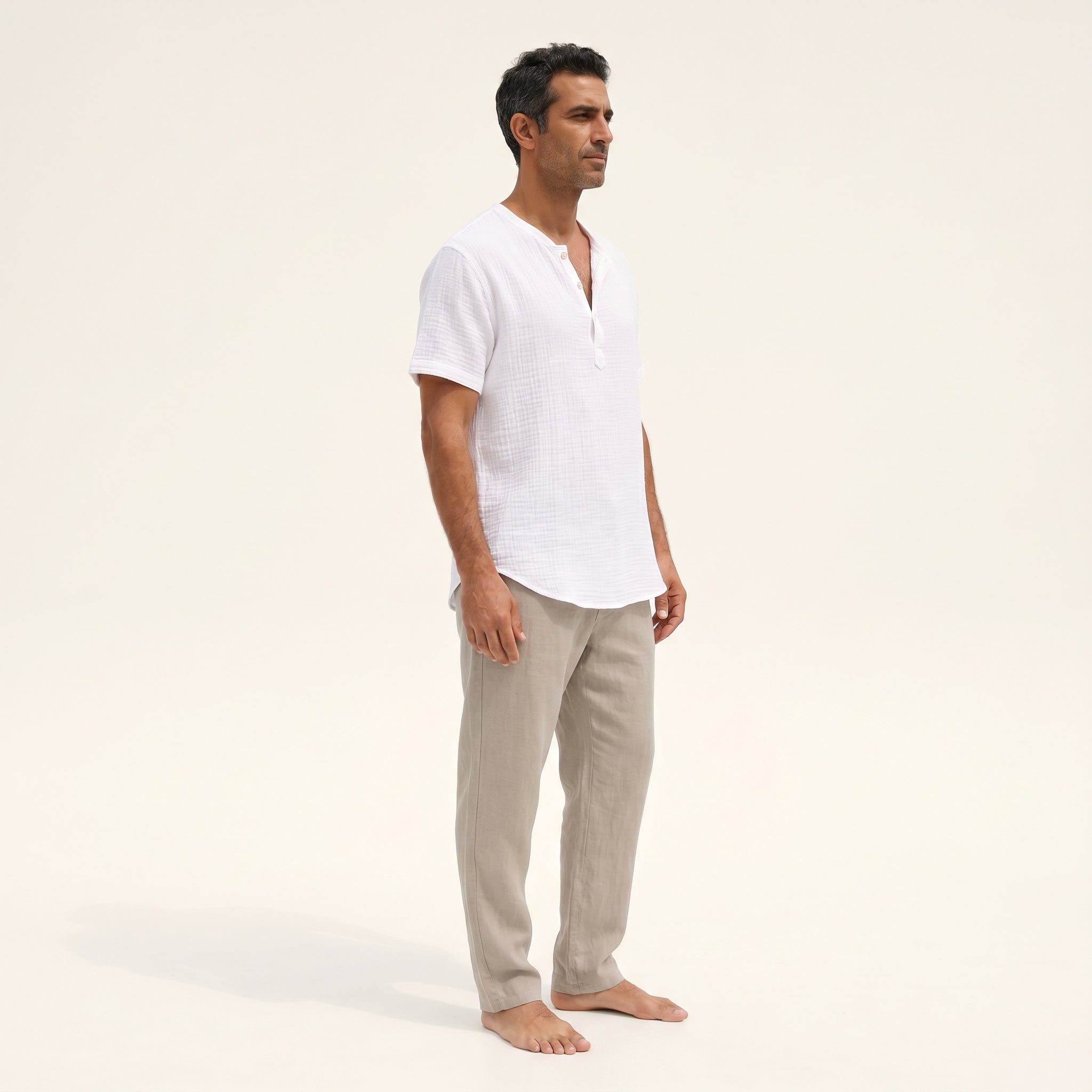 Atelier Rivelle | Chemise Lin Homme Été Col V Décontractée Légère Ample