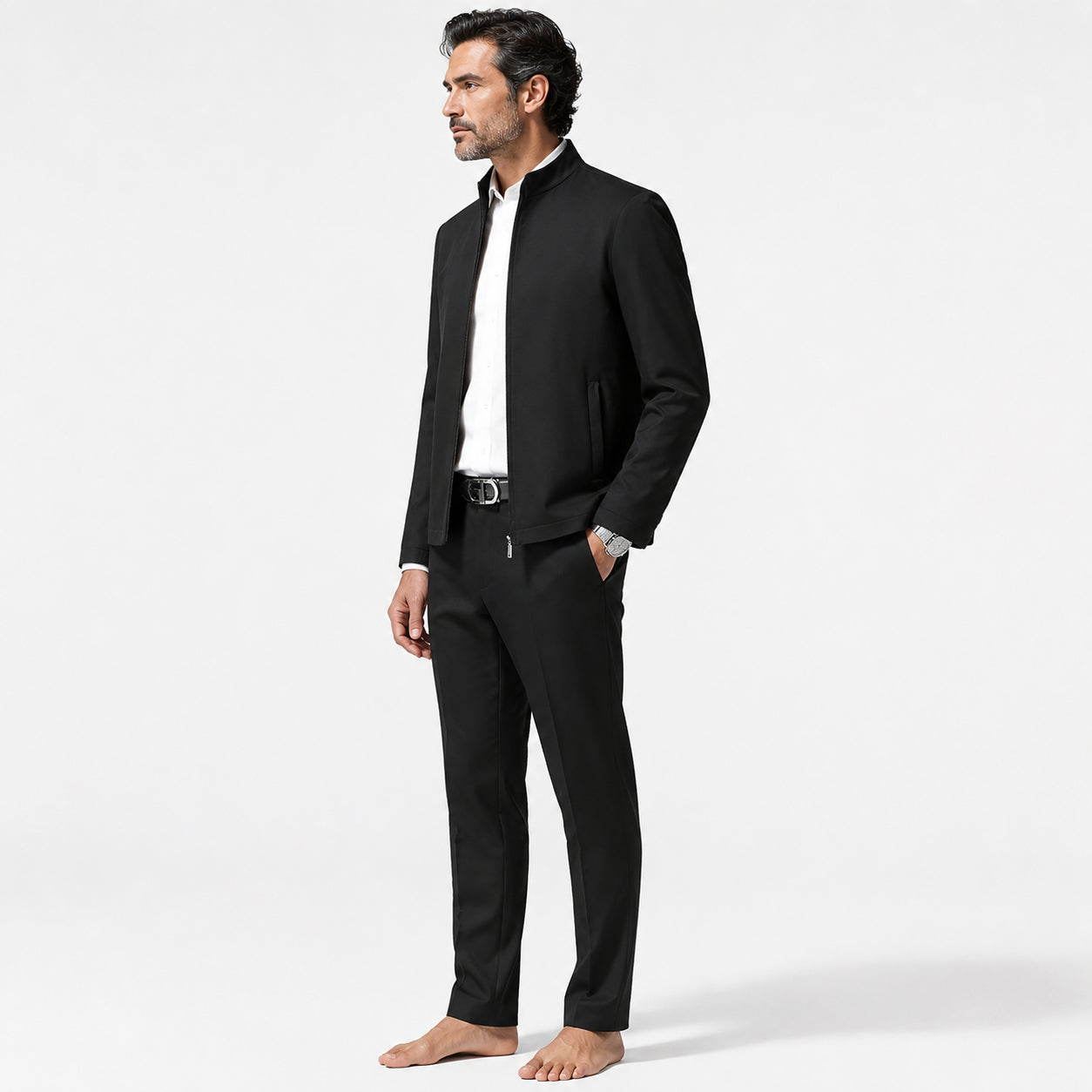 Atelier Rivelle | Veste Homme Mi-Saison Élégante Col Montant Poches