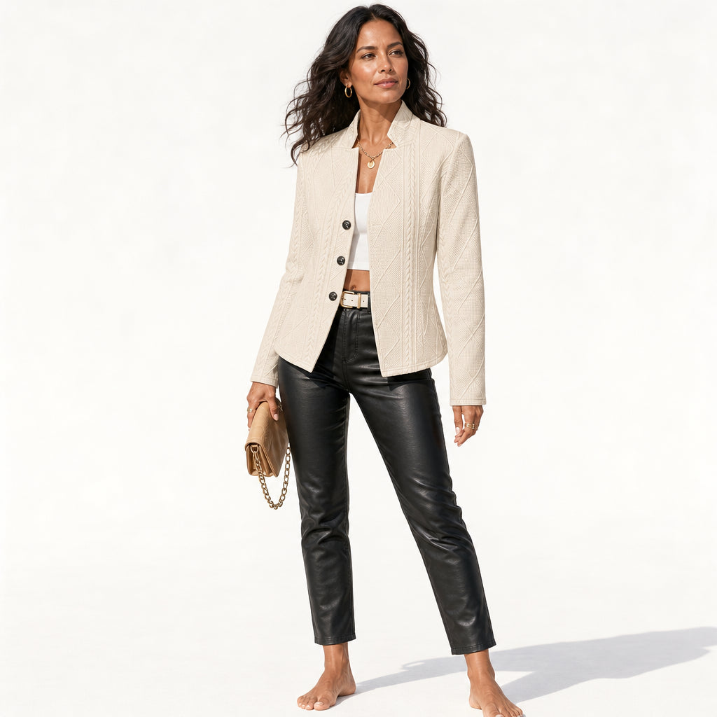 Atelier Rivelle | Blazer Femme Élégant Cintré Texturé Extensible Confort