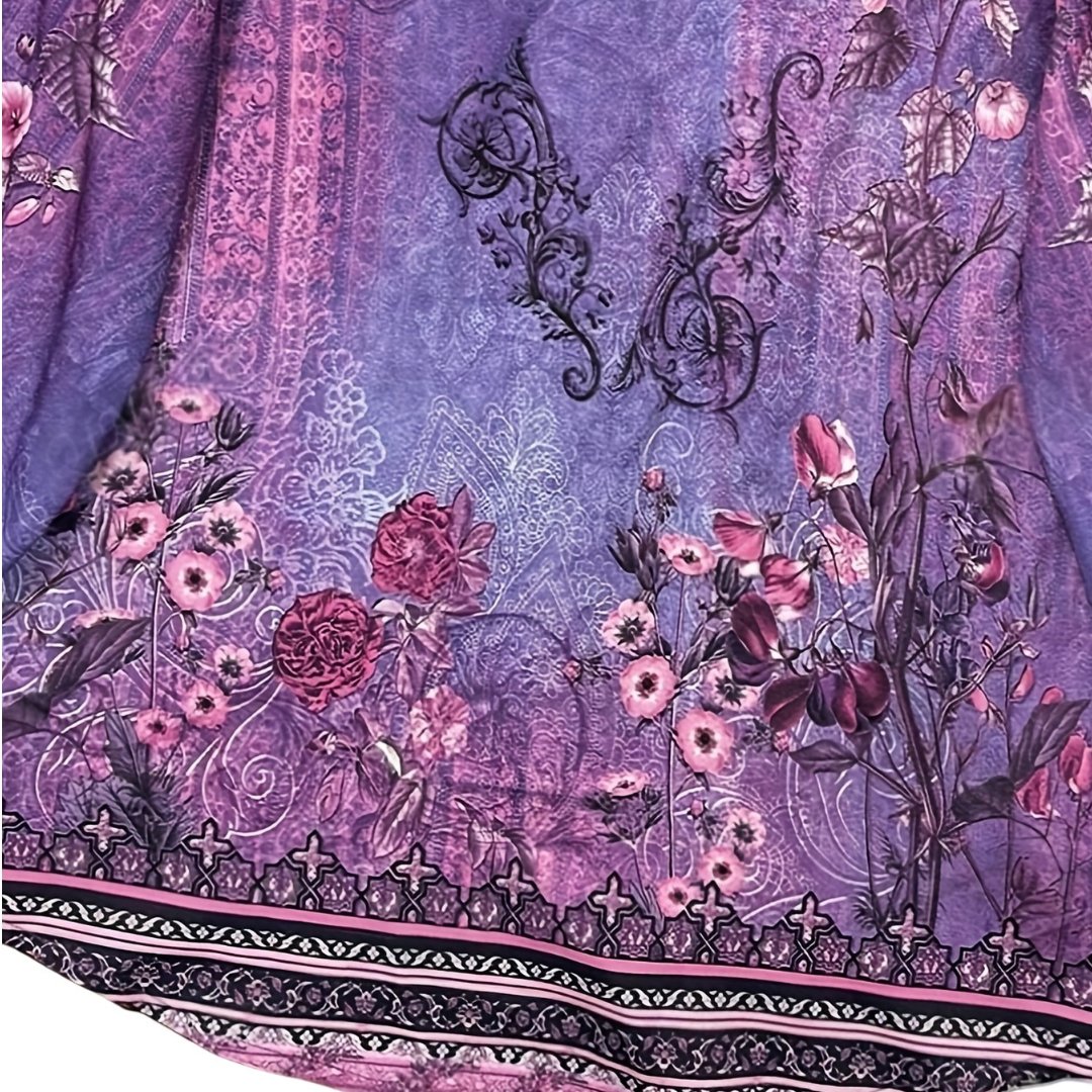 Atelier Rivelle | Blouse Femme Florale Col Montant Manches Trois-Quarts Élégante