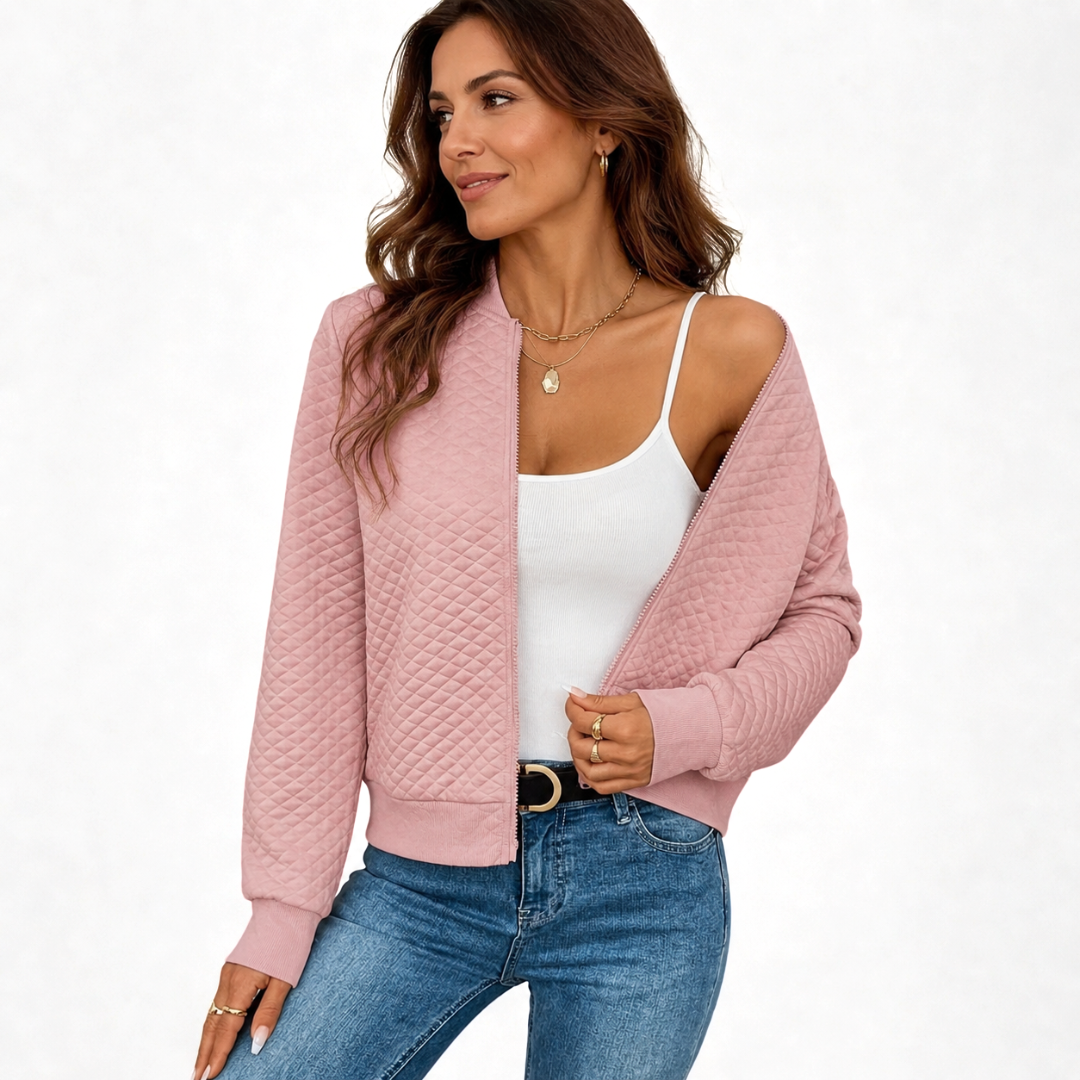 Atelier Rivelle | Cardigan Femme Maille Losange Zip Printemps Automne Chic