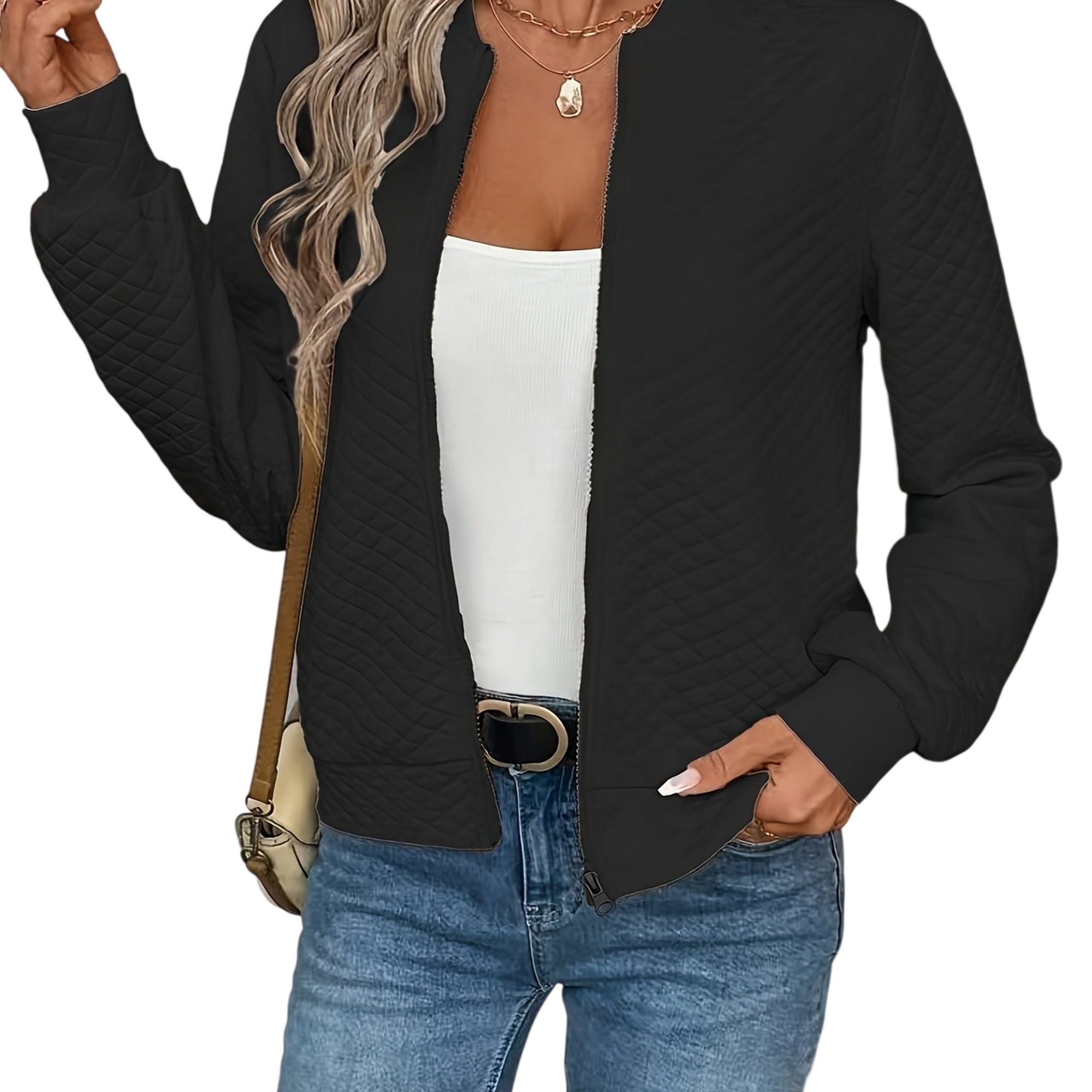 Atelier Rivelle | Cardigan Femme Maille Losange Zip Printemps Automne Chic