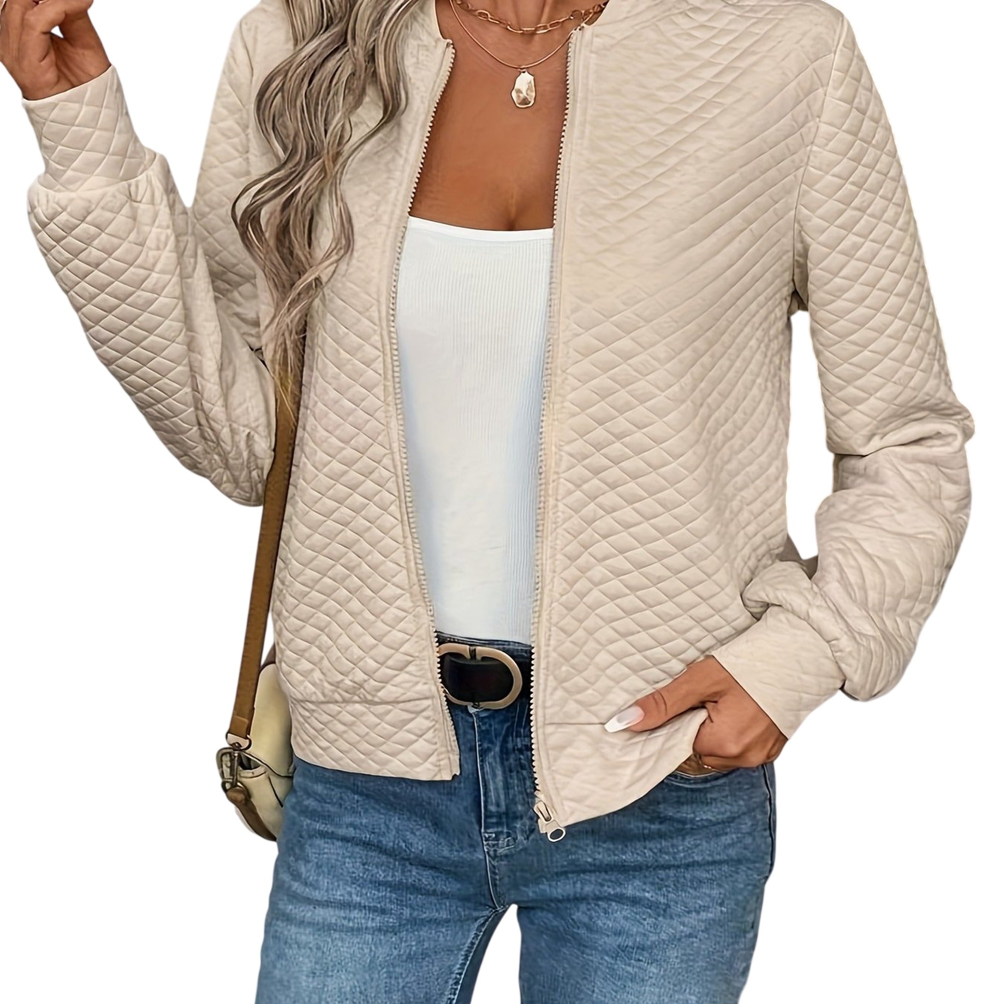 Atelier Rivelle | Cardigan Femme Maille Losange Zip Printemps Automne Chic