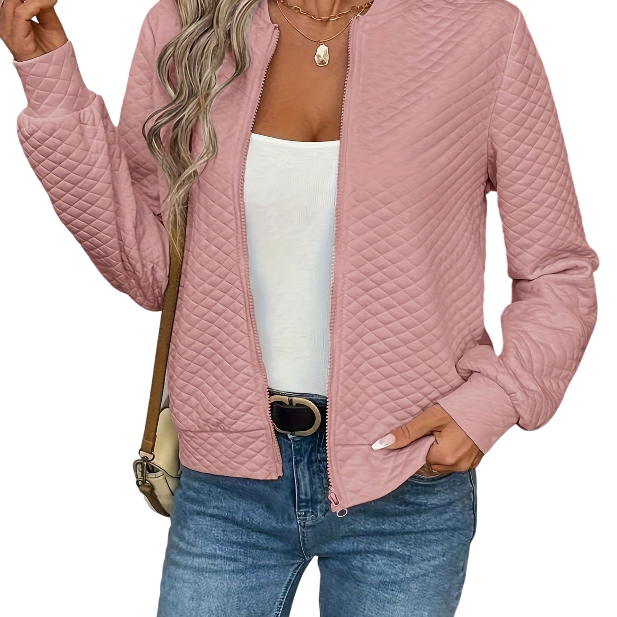 Atelier Rivelle | Cardigan Femme Maille Losange Zip Printemps Automne Chic