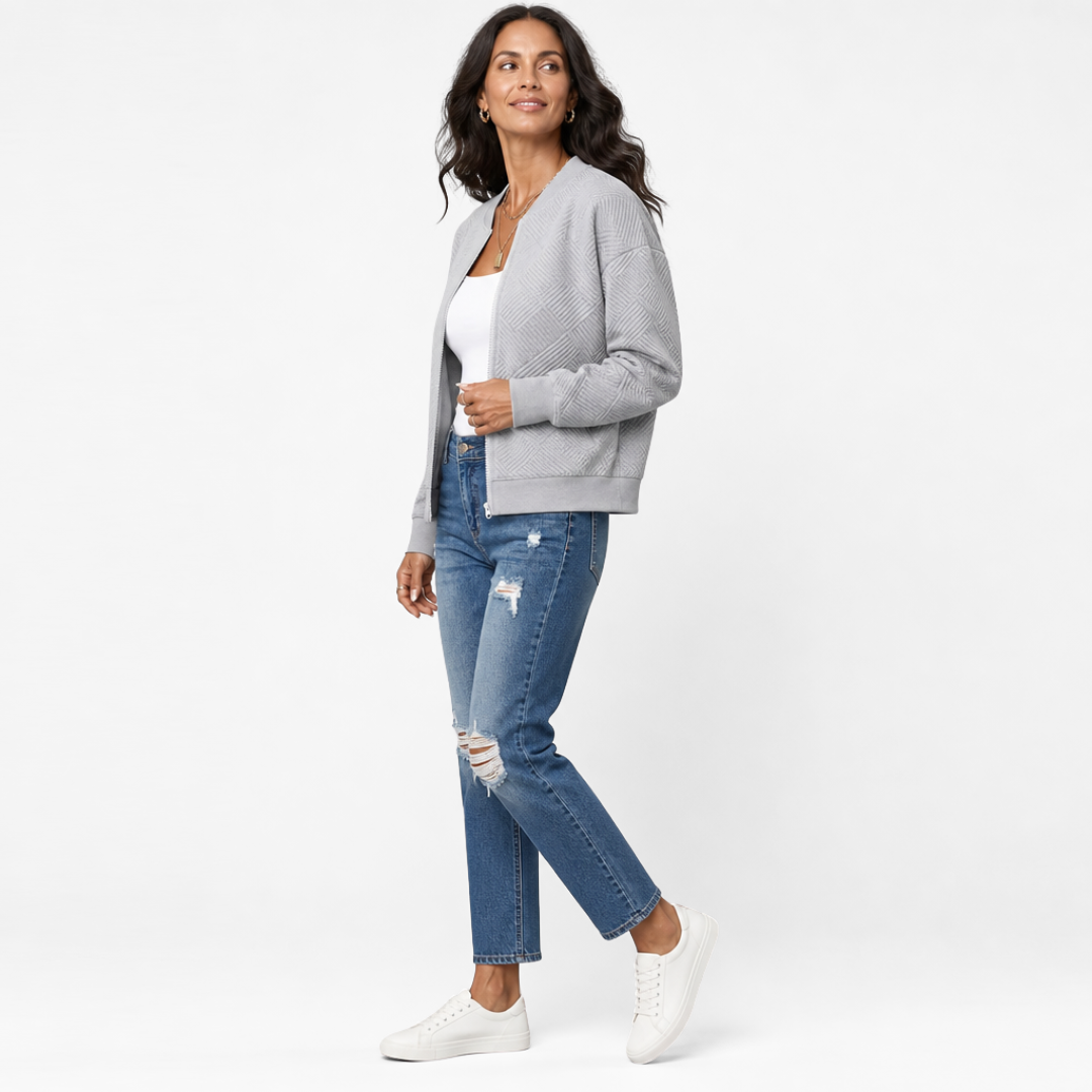Atelier Rivelle | Cardigan Zippé Femme Mi-Saison Décontracté Léger Uni