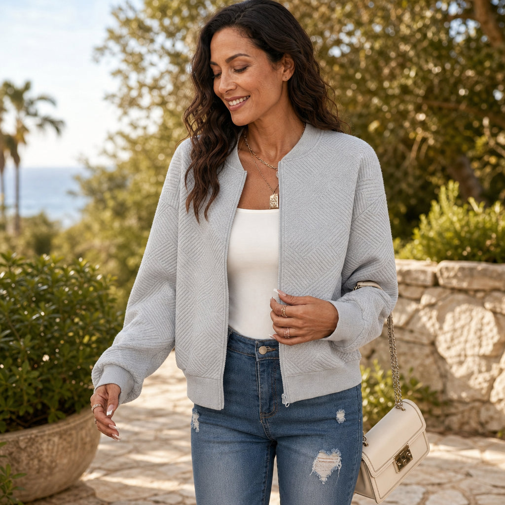 Atelier Rivelle | Cardigan Zippé Femme Mi-Saison Décontracté Léger Uni
