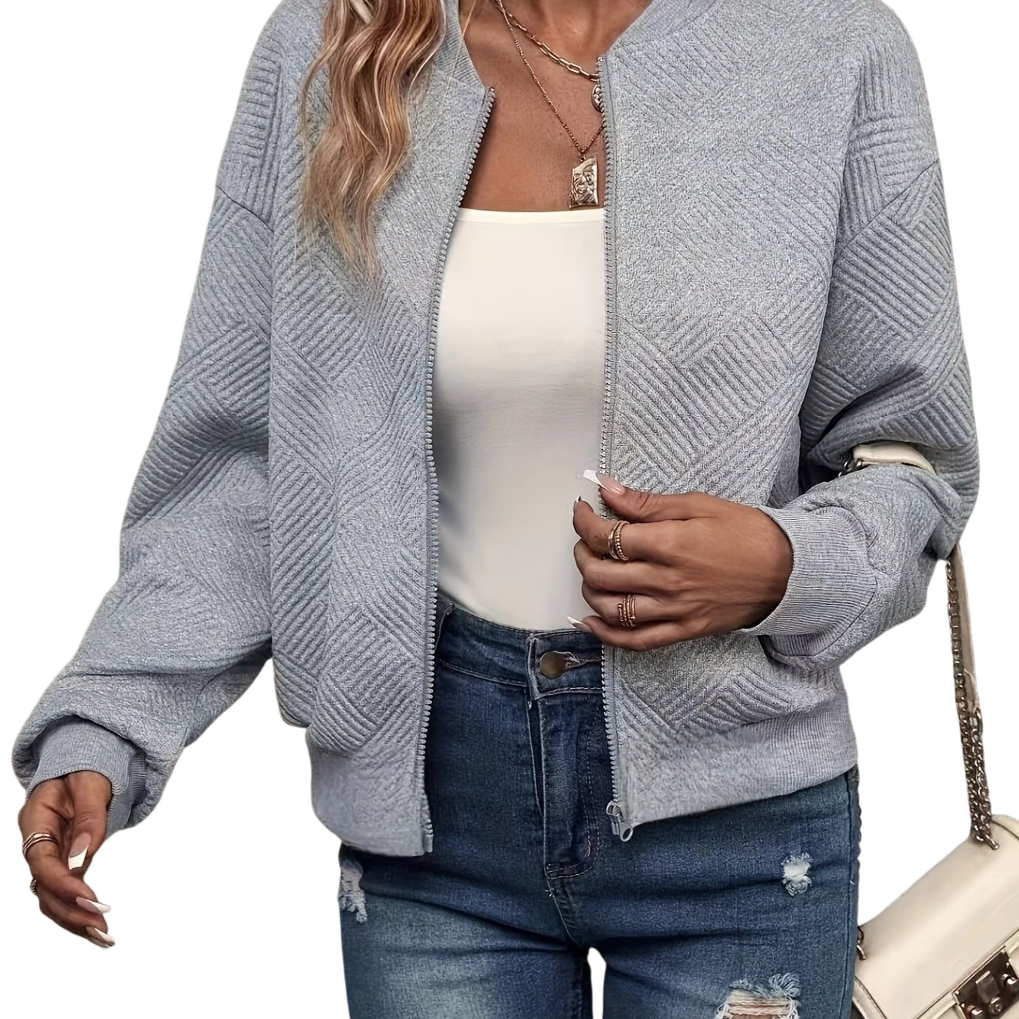 Atelier Rivelle | Cardigan Zippé Femme Mi-Saison Décontracté Léger Uni